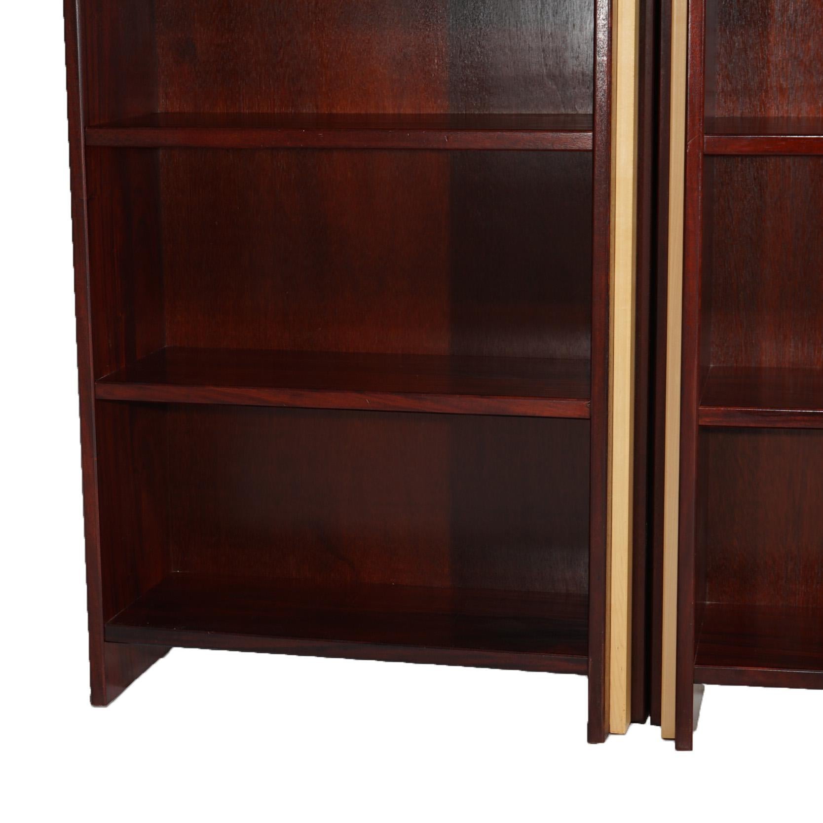 Mid Century Modern Mahogany & Maple Three-Section Bookcase 20thC For Sale 8