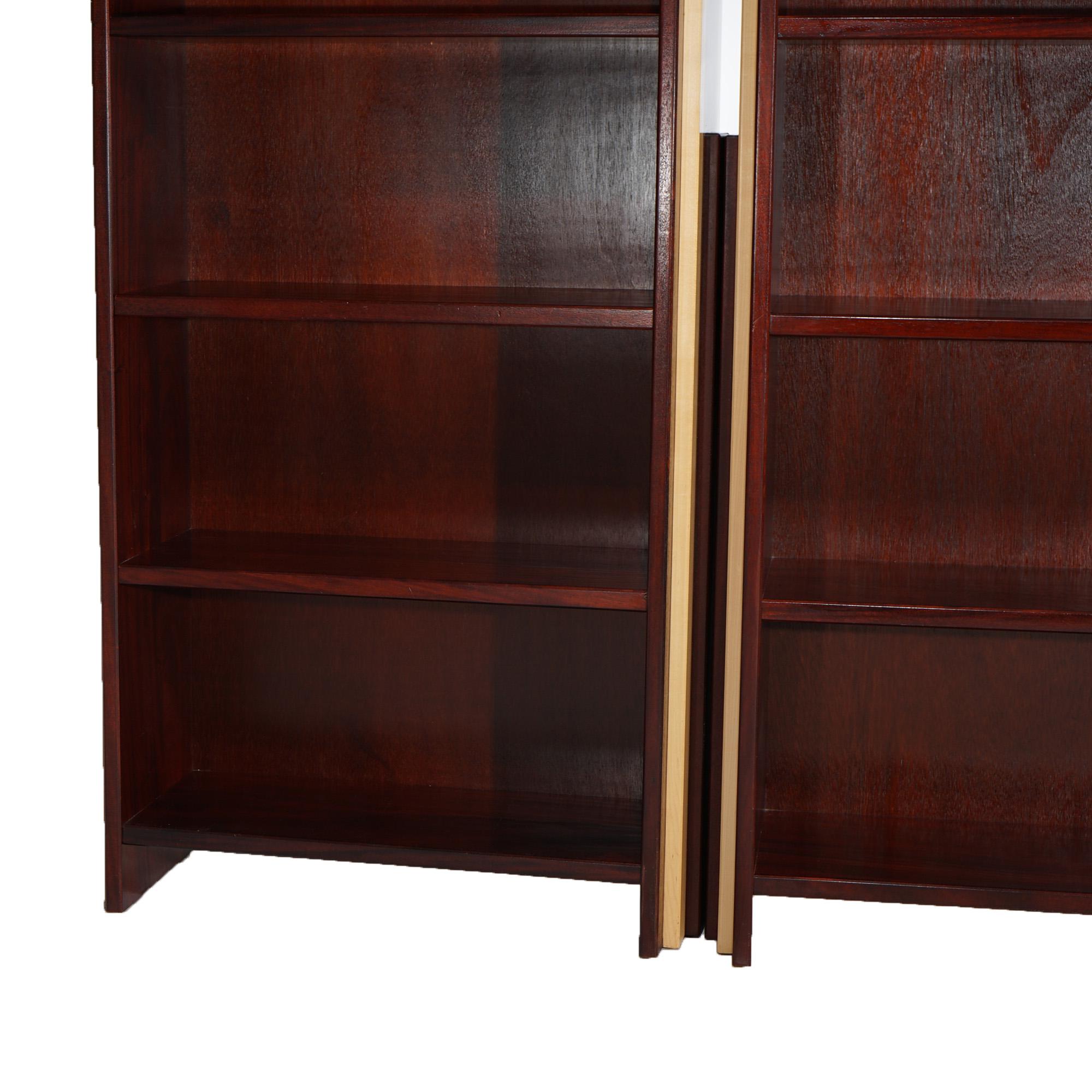 Mid Century Modern Mahogany & Maple Three-Section Bookcase 20thC For Sale 9