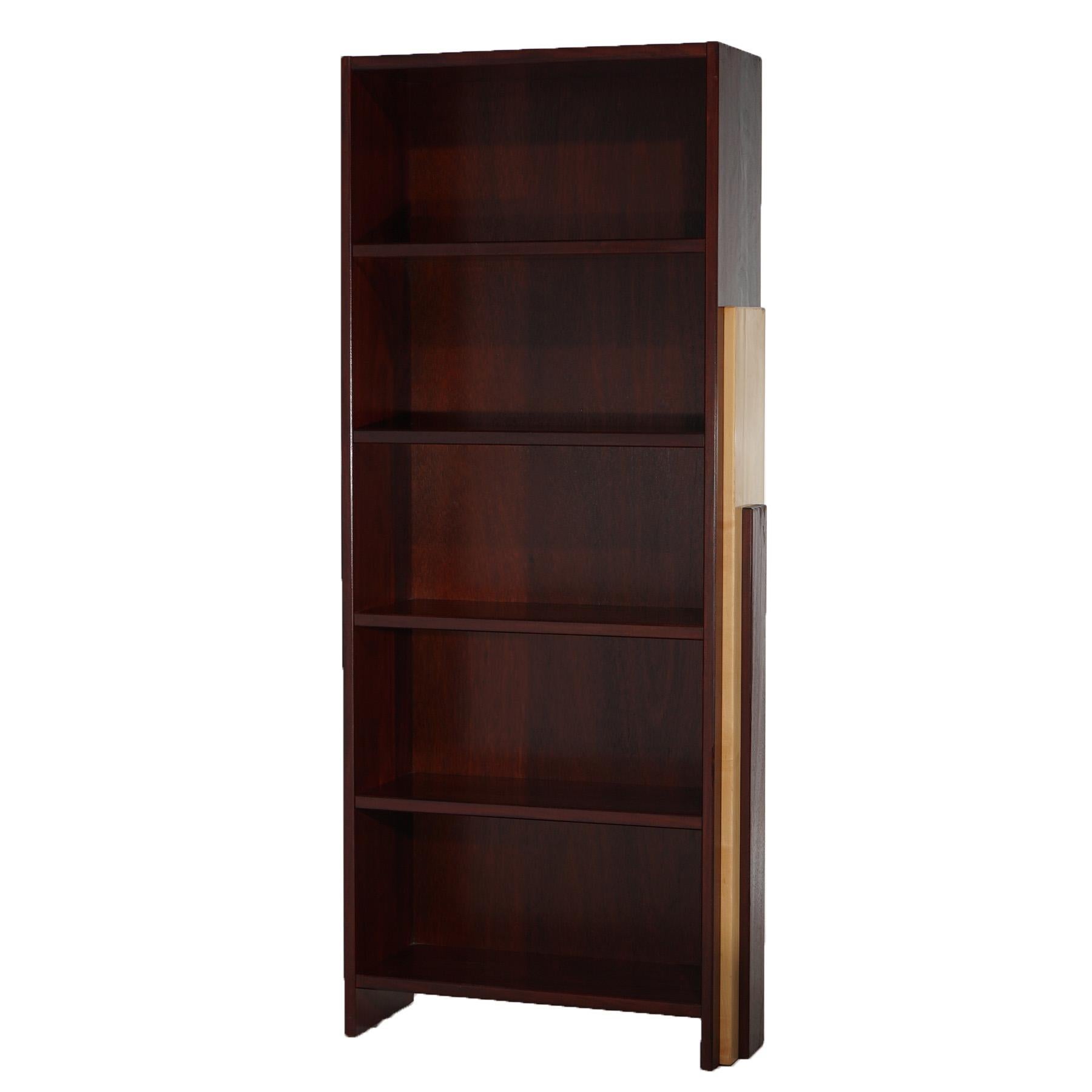 Mid Century Modern Mahogany & Maple Three-Section Bookcase 20thC For Sale 3