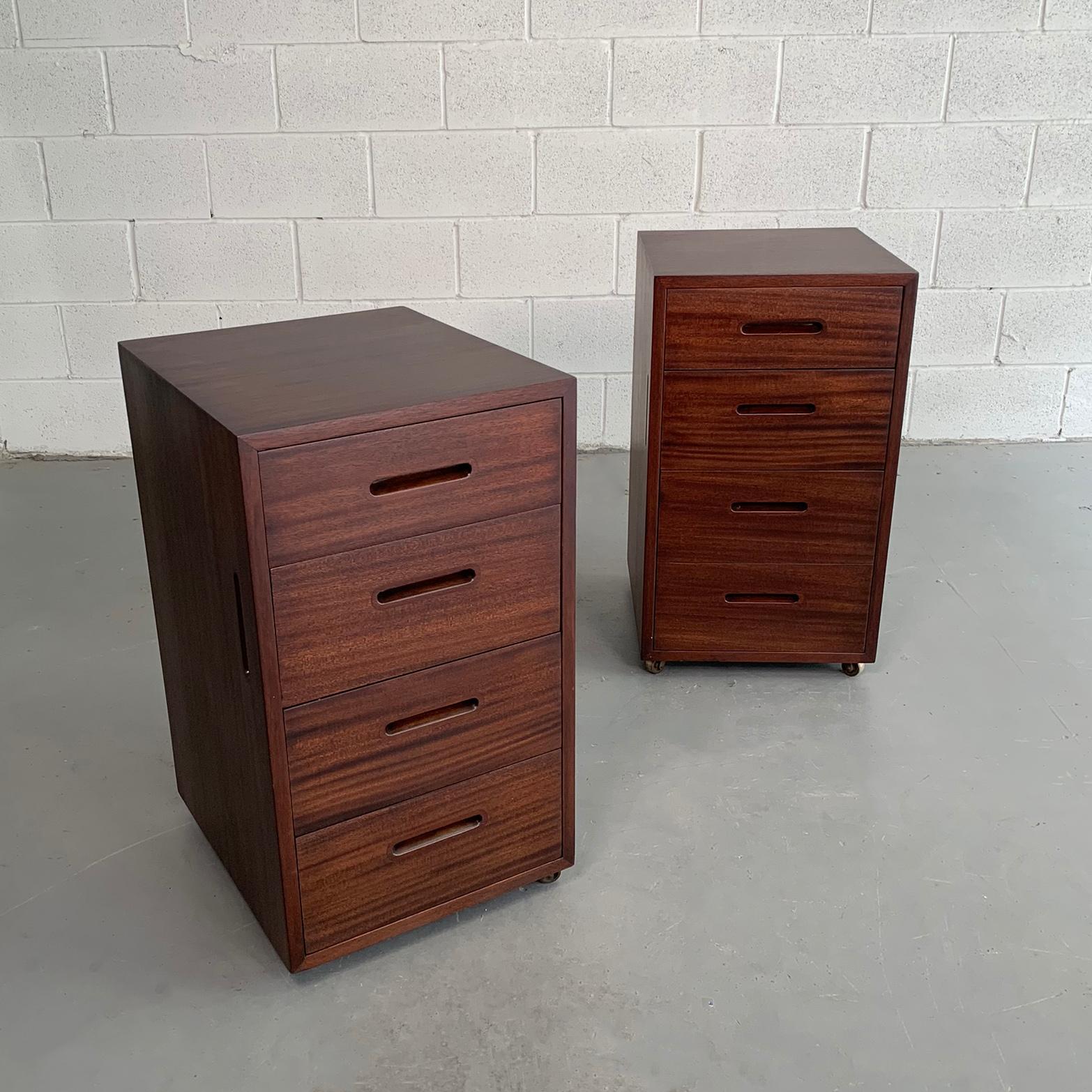 Mid-Century Modern Mahogany Office Filing Cabinets Attributed to Edward Wormley 1