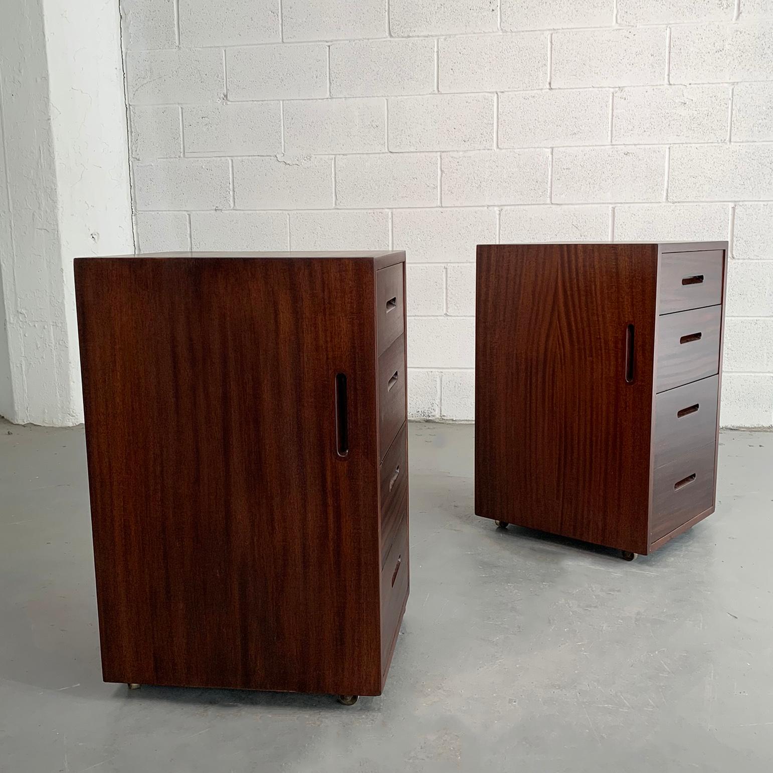 Mid-Century Modern Mahogany Office Filing Cabinets Attributed to Edward Wormley 2