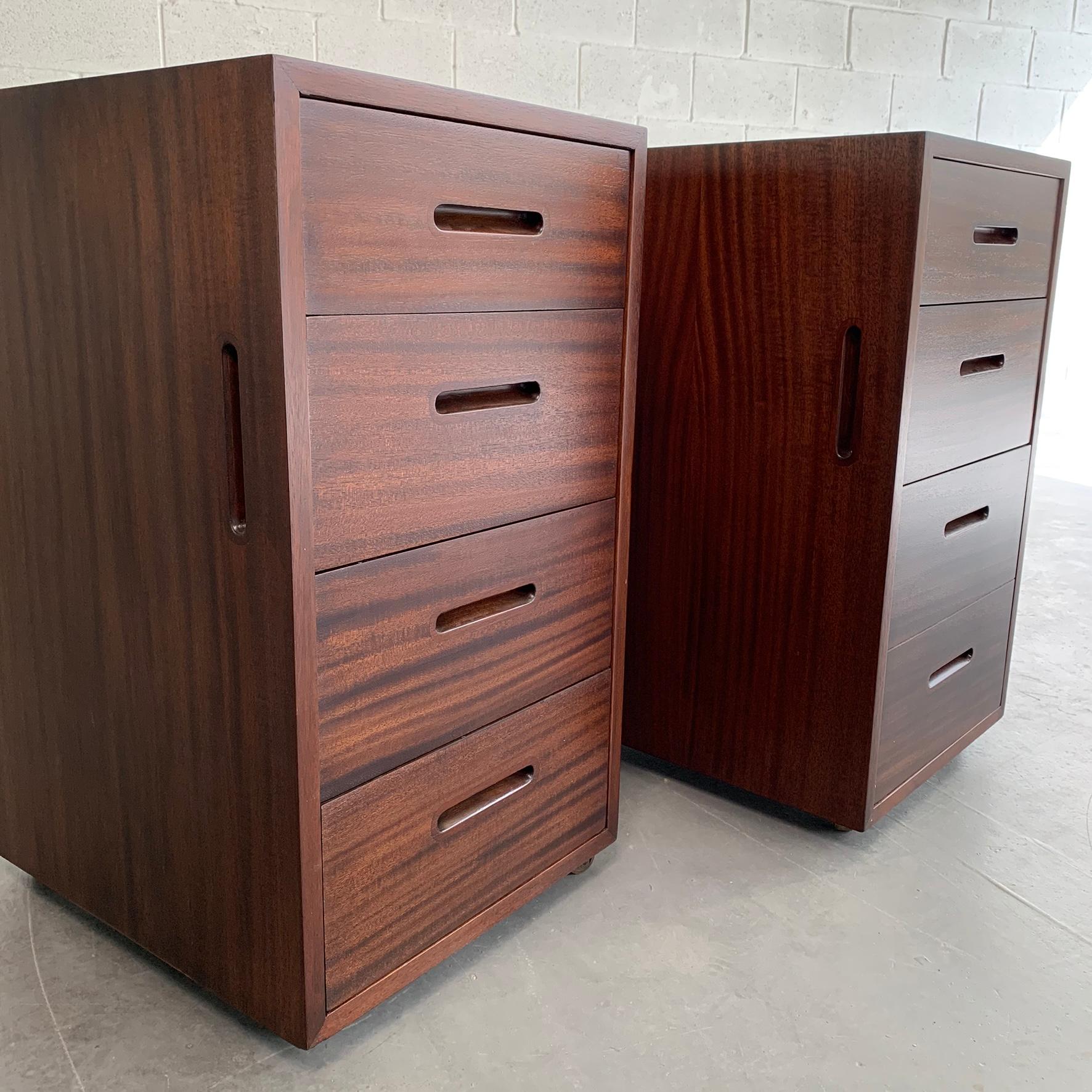 Mid-Century Modern Mahogany Office Filing Cabinets Attributed to Edward Wormley 3