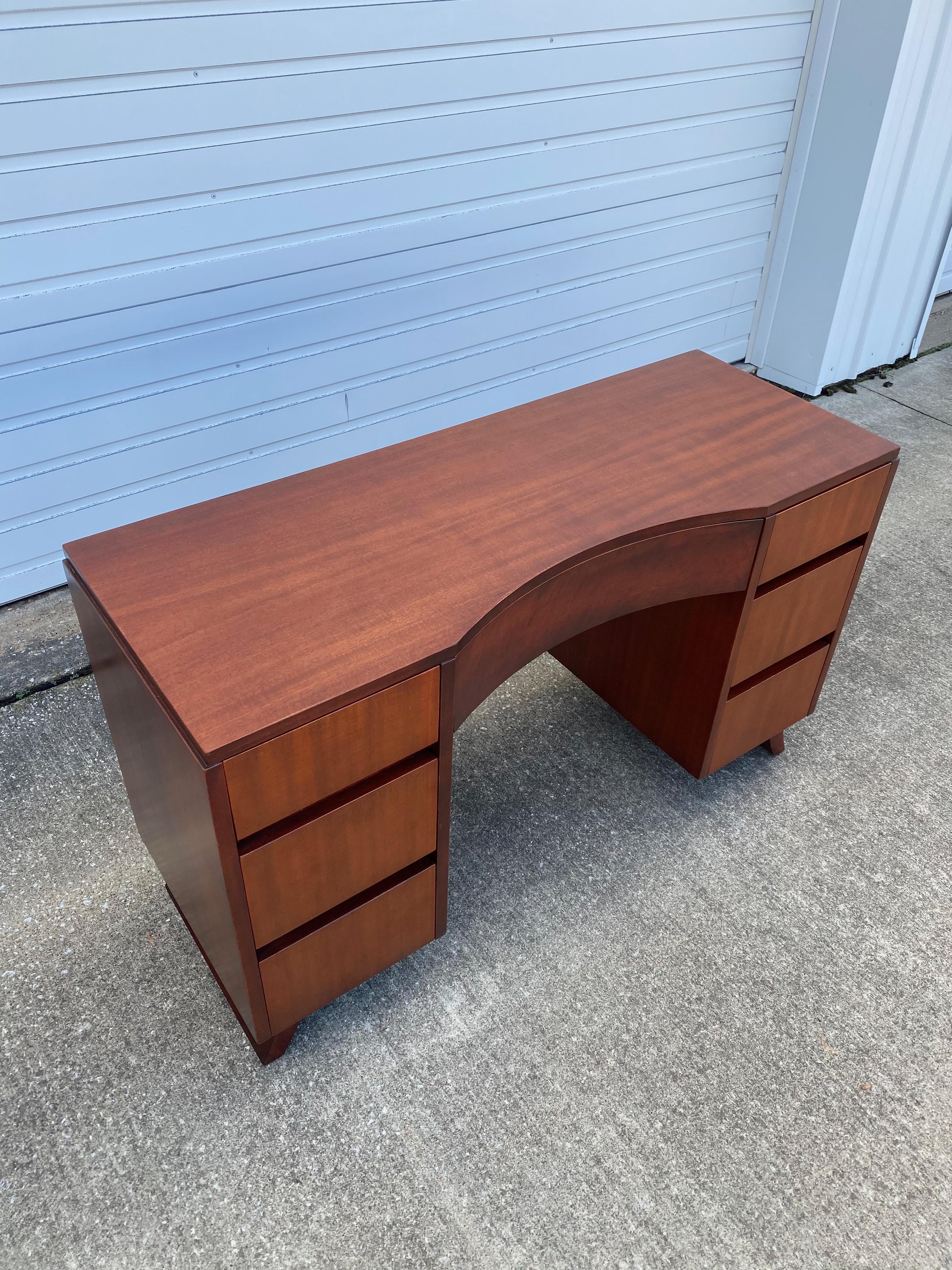 Mid-Century Modern Mahogany Vanity Desk with Stool by RWAY Furniture Co 1