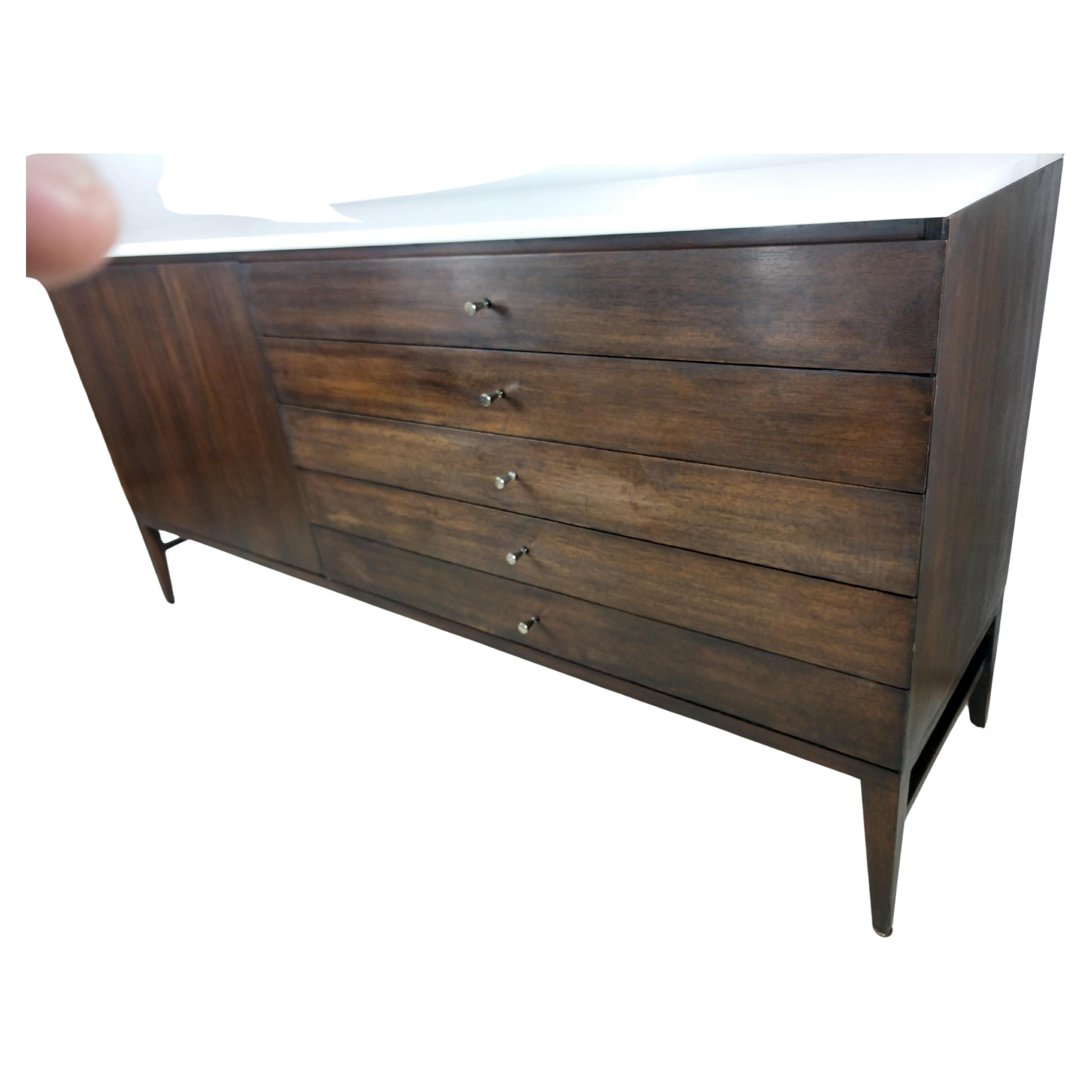 Mid-20th Century Mid-Century Modern Mahogany w Glass Dresser Credenza by Paul McCobb for Calvin For Sale