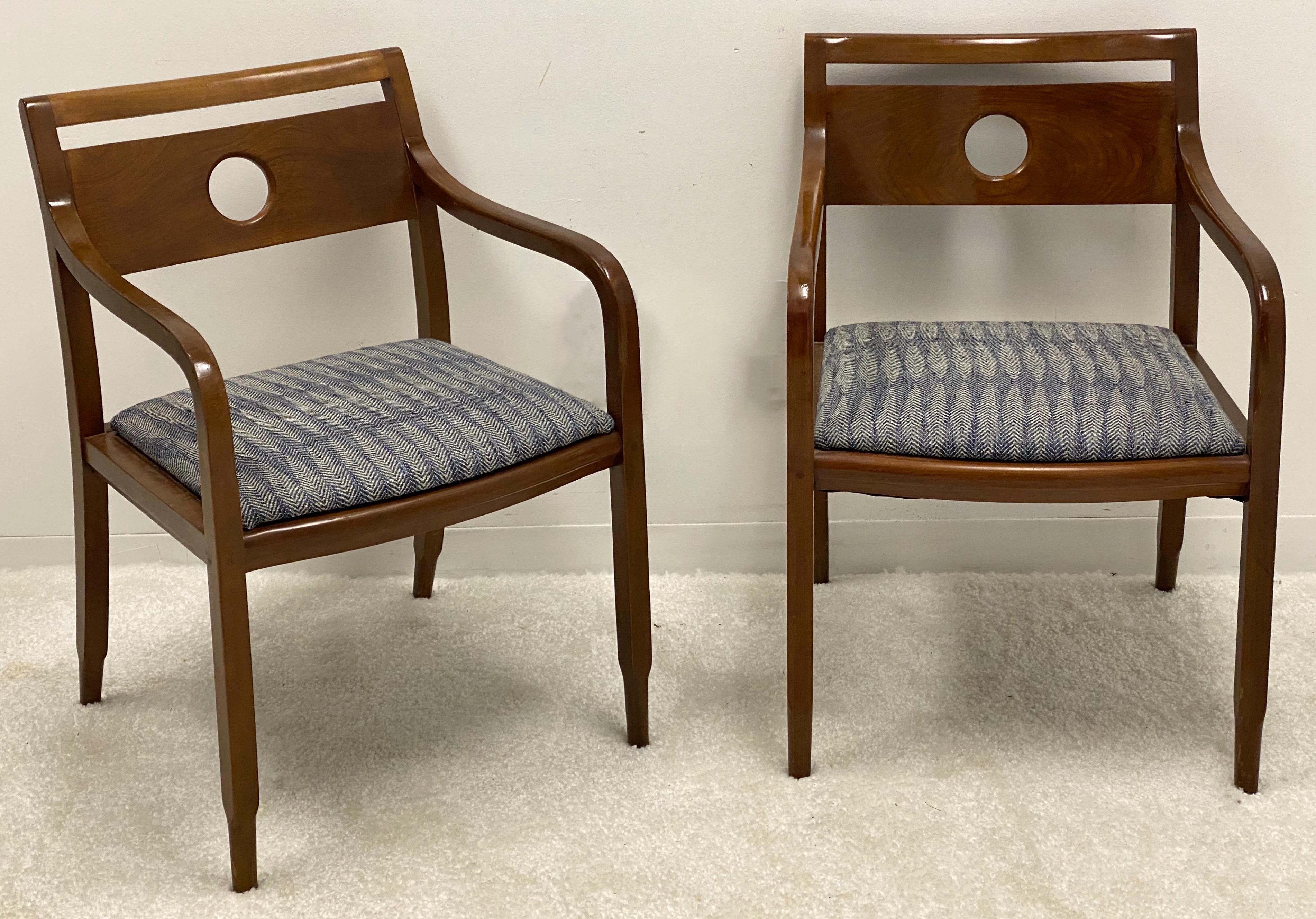 American Mid-Century Modern Mahogany Ward Bennett Bent Wood Arm Chairs, Pair For Sale