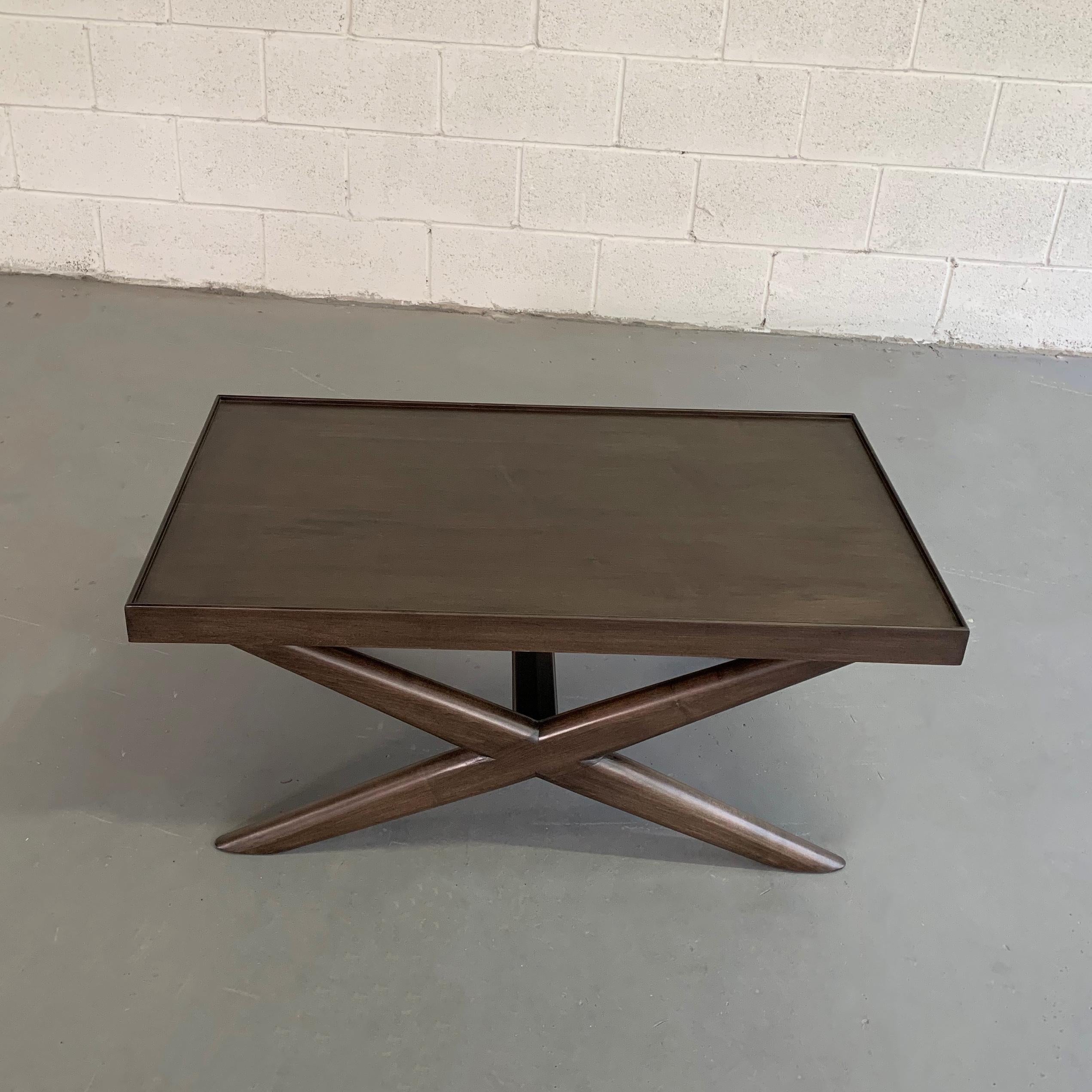 American Mid-Century Modern Mahogany X-Base Coffee Table