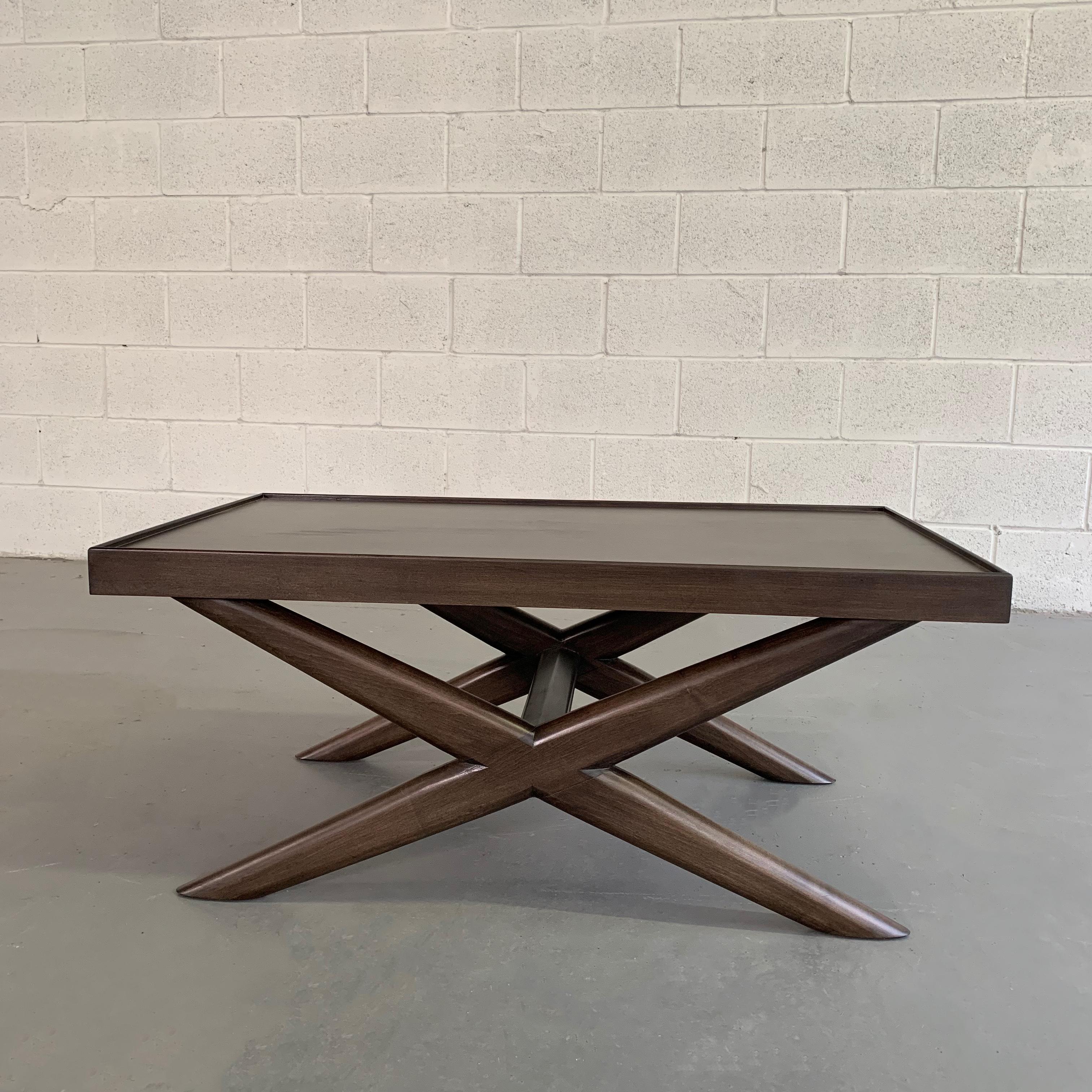 Mid-Century Modern Mahogany X-Base Coffee Table 2