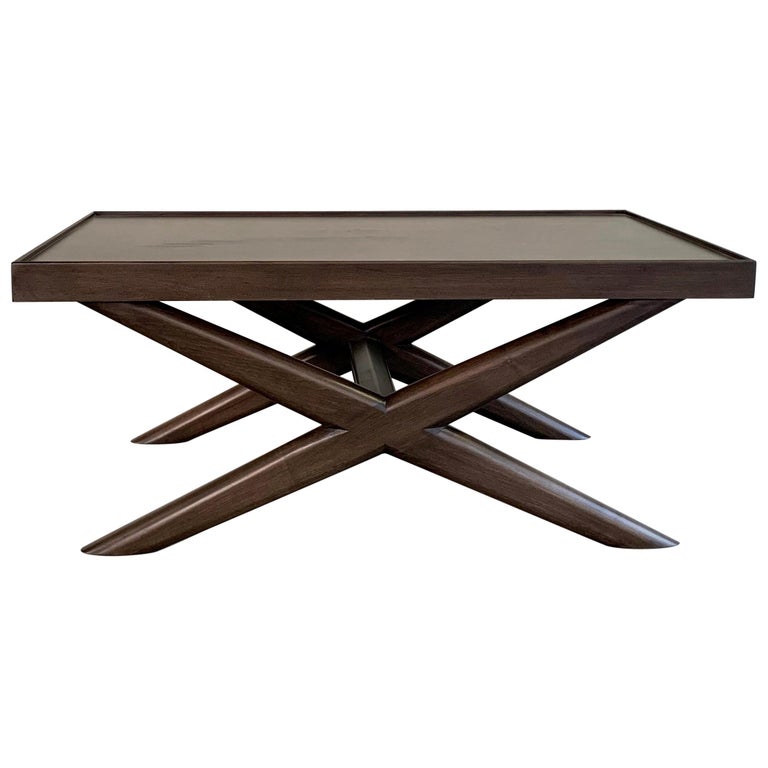 MidCentury Modern Mahogany XBase Coffee Table at 1stDibs