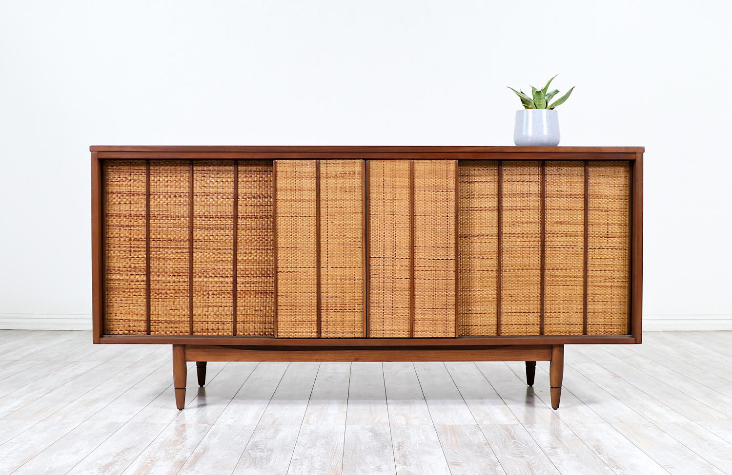 Mid-Century Modern “Mainline” credenza with cane doors by Hooker.