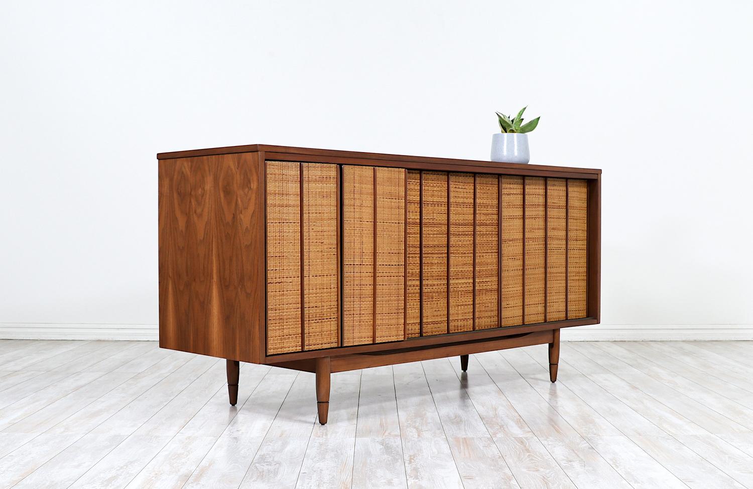 Mid-Century Modern “Mainline” Credenza with Cane Doors by Hooker 1