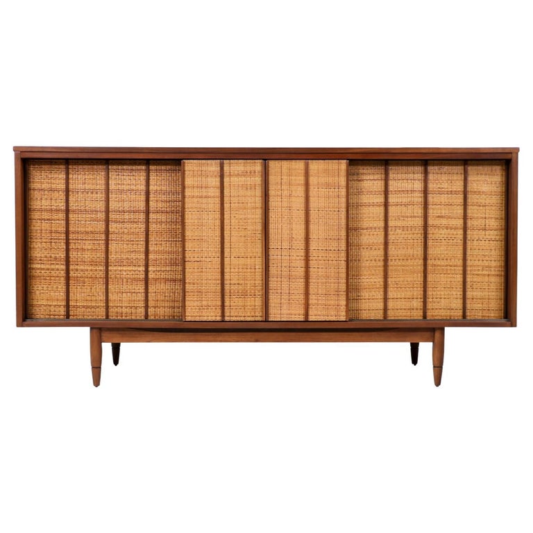 MidCentury Modern “Mainline” Credenza with Cane Doors by Hooker at 1stDibs