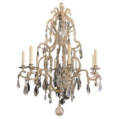 Lustre de grande taille en cristal de roche doré et perlé de la Maison Modernity The Baguès