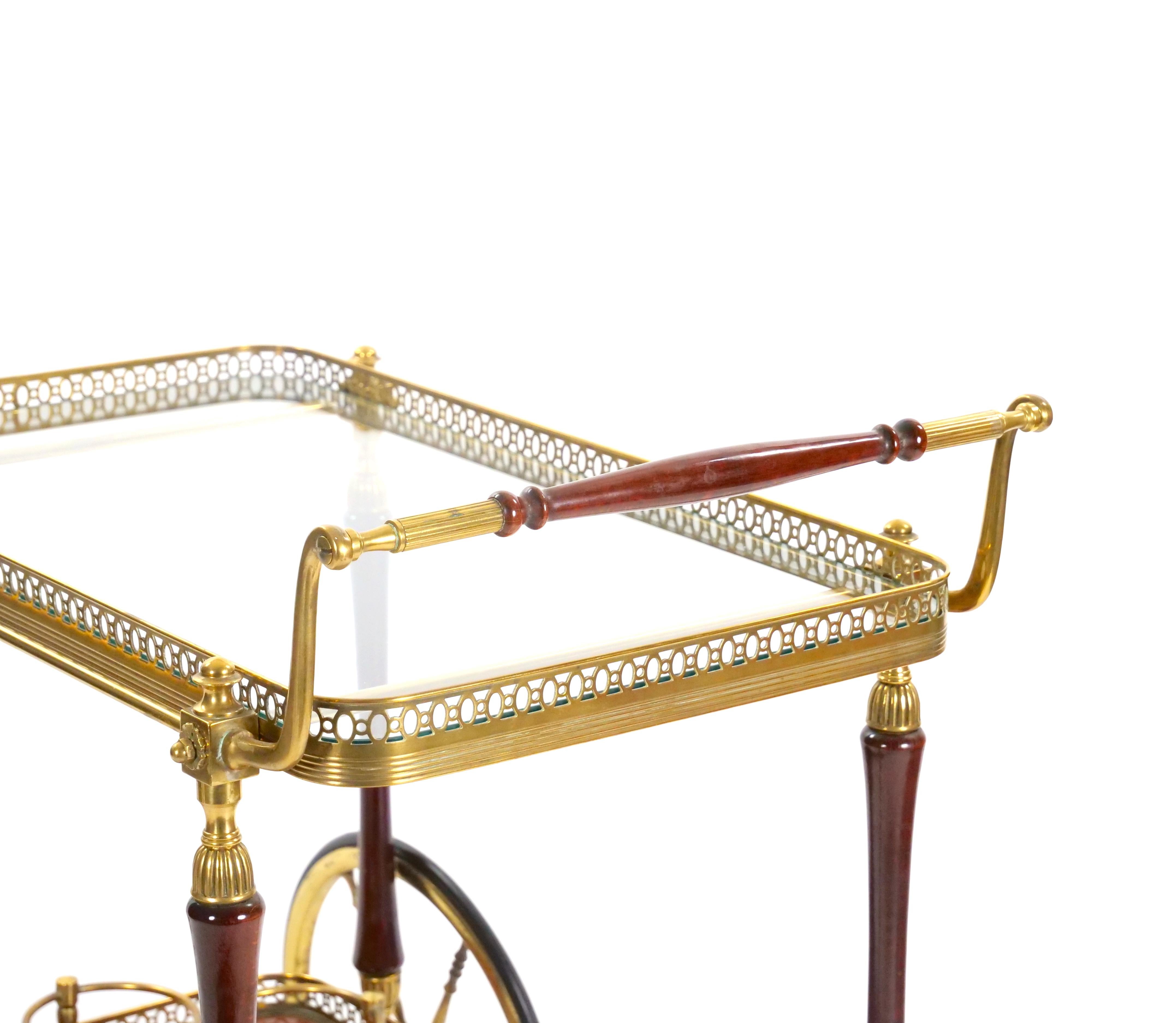 Mid-20th Century Mid-Century Modern Maison Jansen Brass Bar Cart/Drinks Trolley, France 1950s