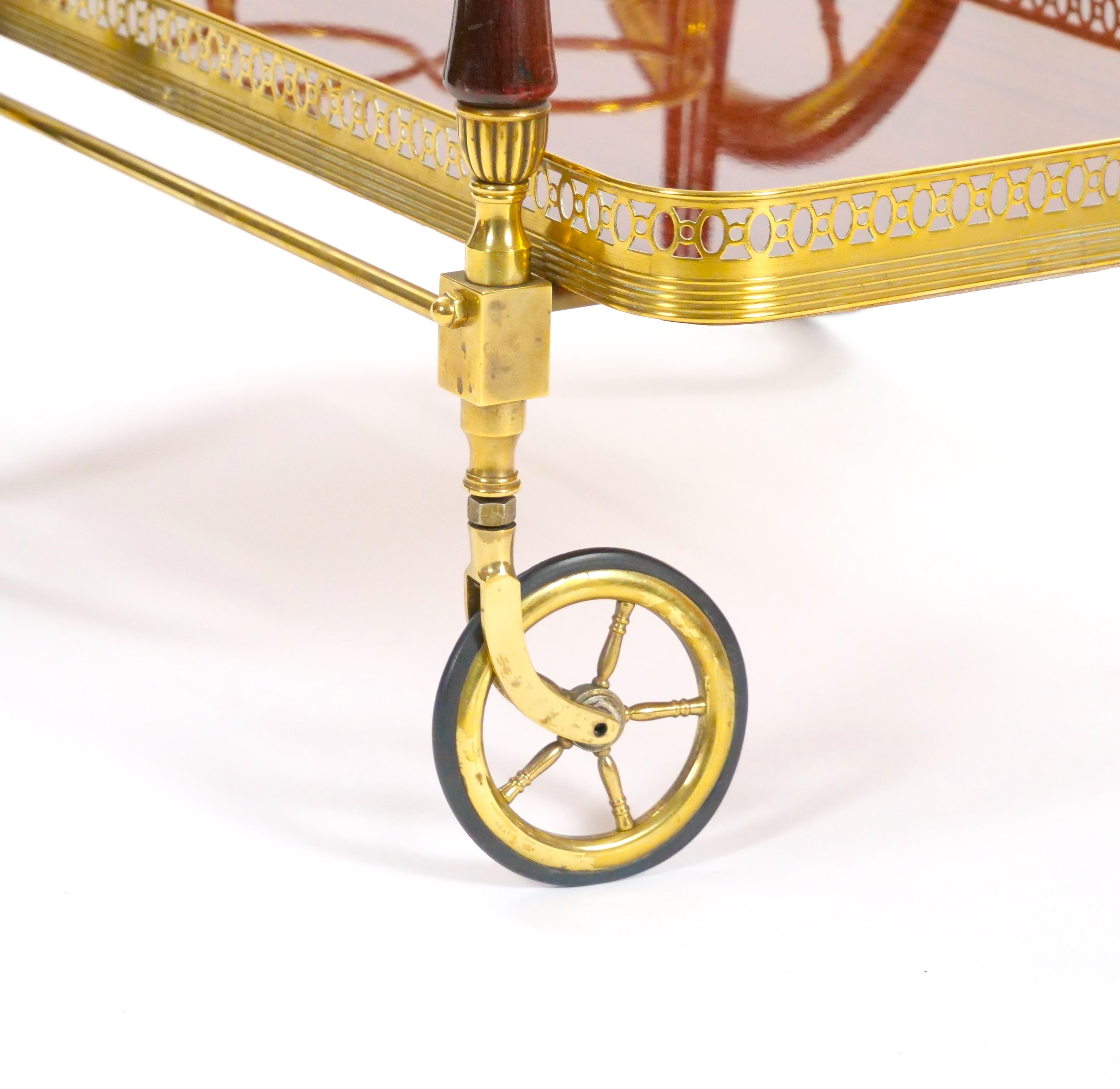 Mid-Century Modern Maison Jansen Brass Bar Cart/Drinks Trolley, France 1950s 1