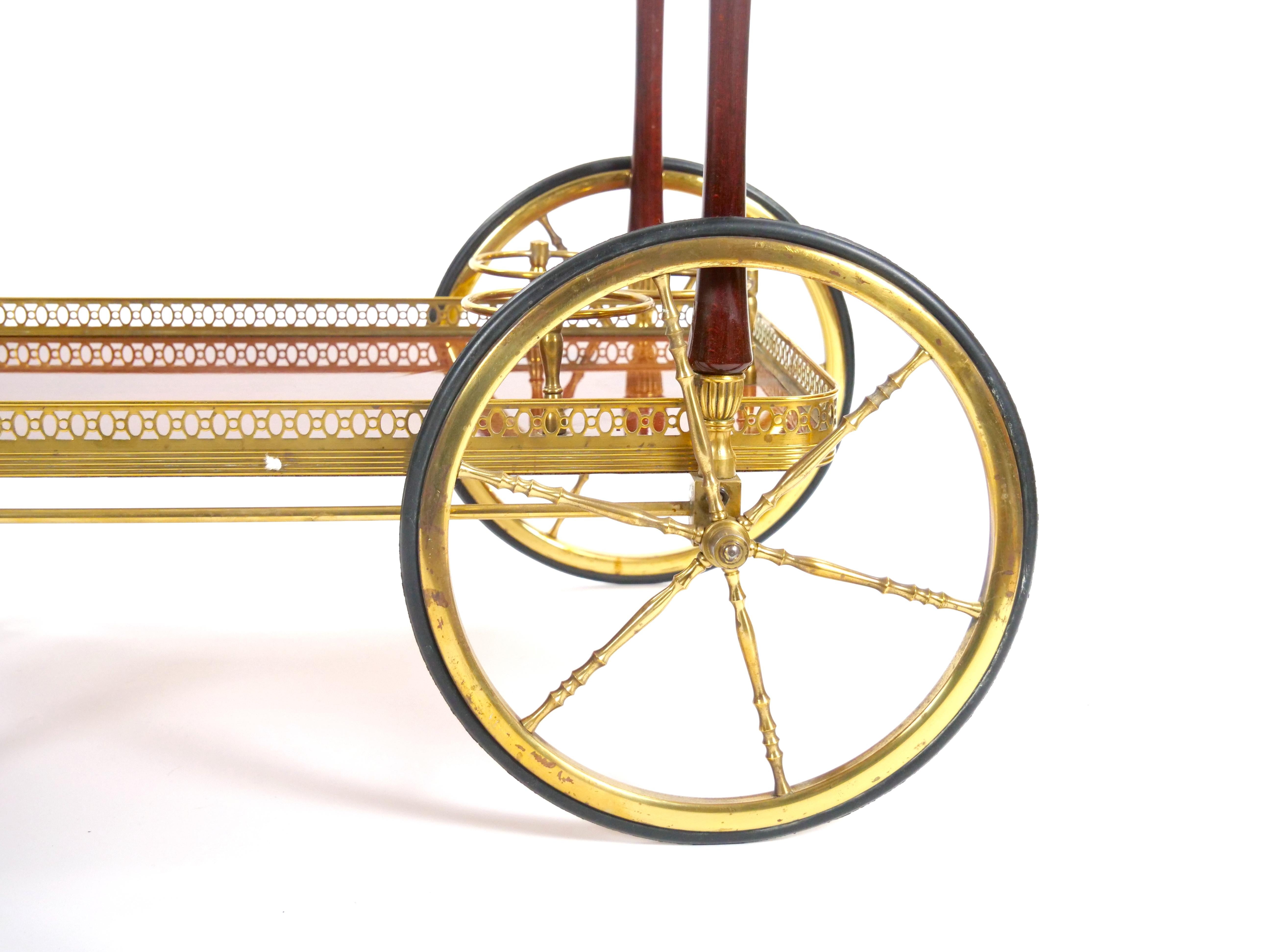 Mid-Century Modern Maison Jansen Brass Bar Cart/Drinks Trolley, France 1950s 3