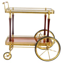 Vintage Mid-Century Modern Maison Jansen Brass Bar Cart/Drinks Trolley, France 1950s