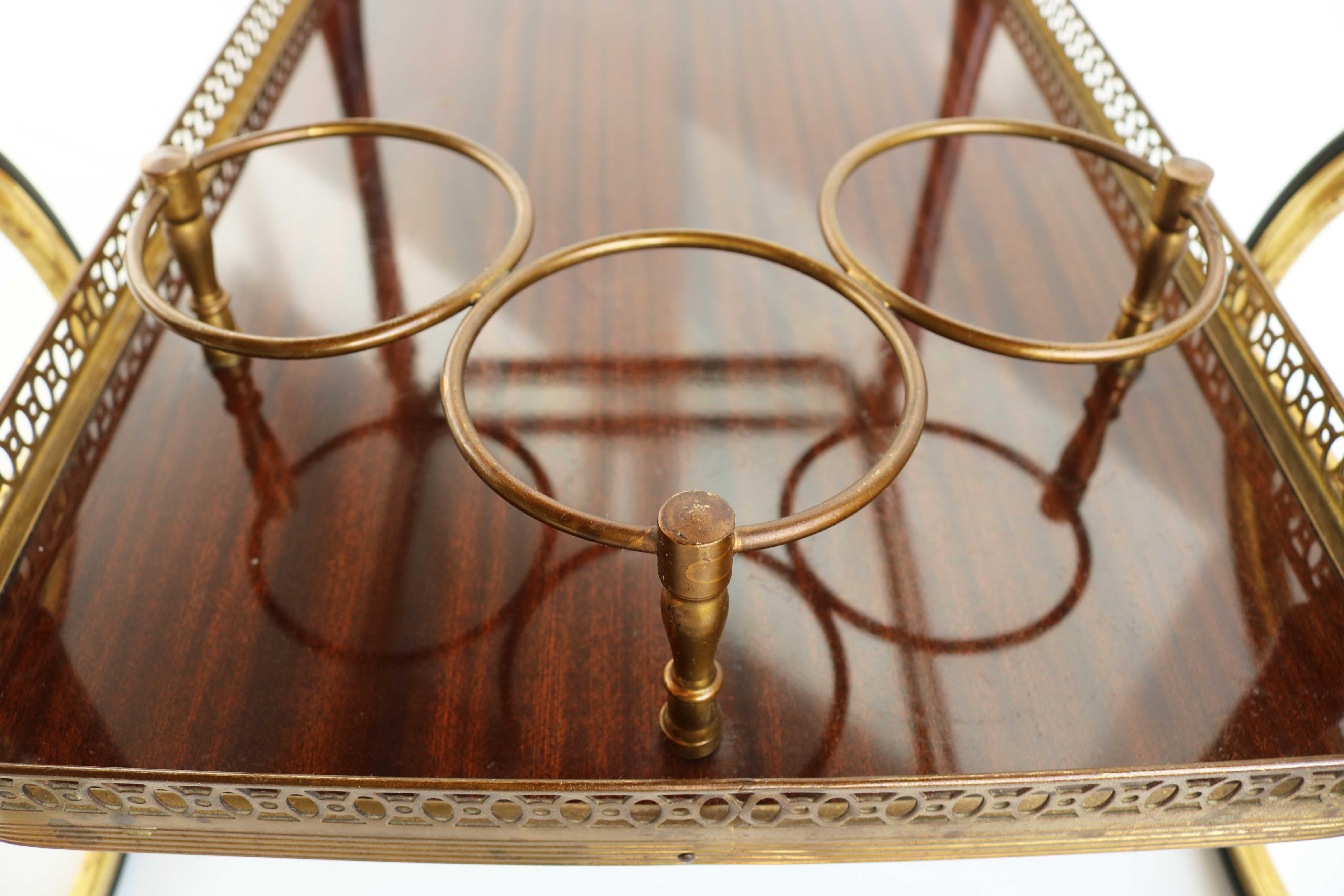 French Mid-Century Modern Maison Jansen Brass Drinks Trolley, France 1950s For Sale