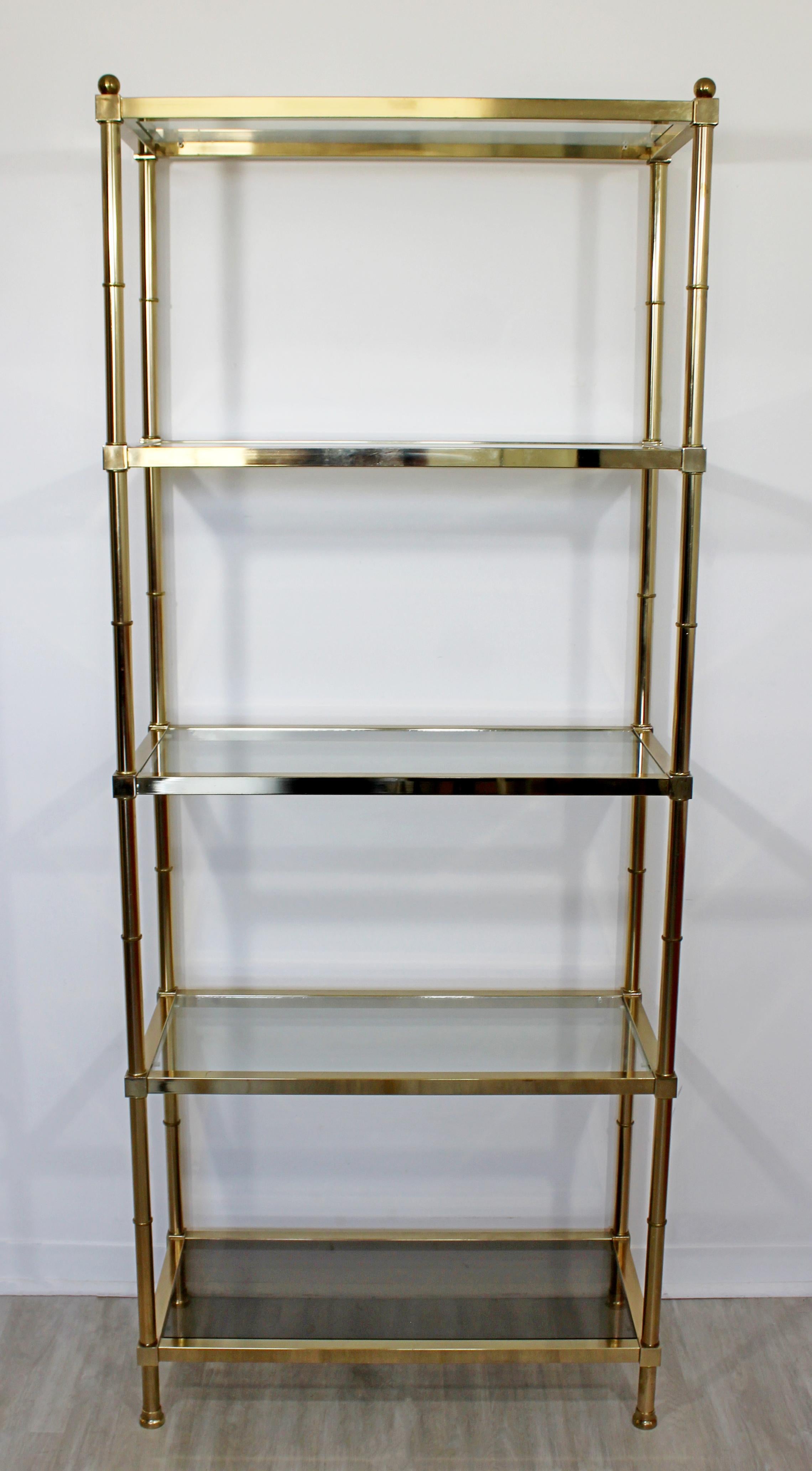 vintage brass and glass shelves