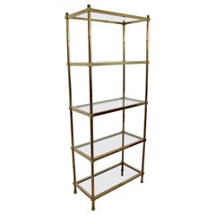 Mid-Century Modern Maison Jansen Brass Glass Shelving Unit Étagère, 1960s