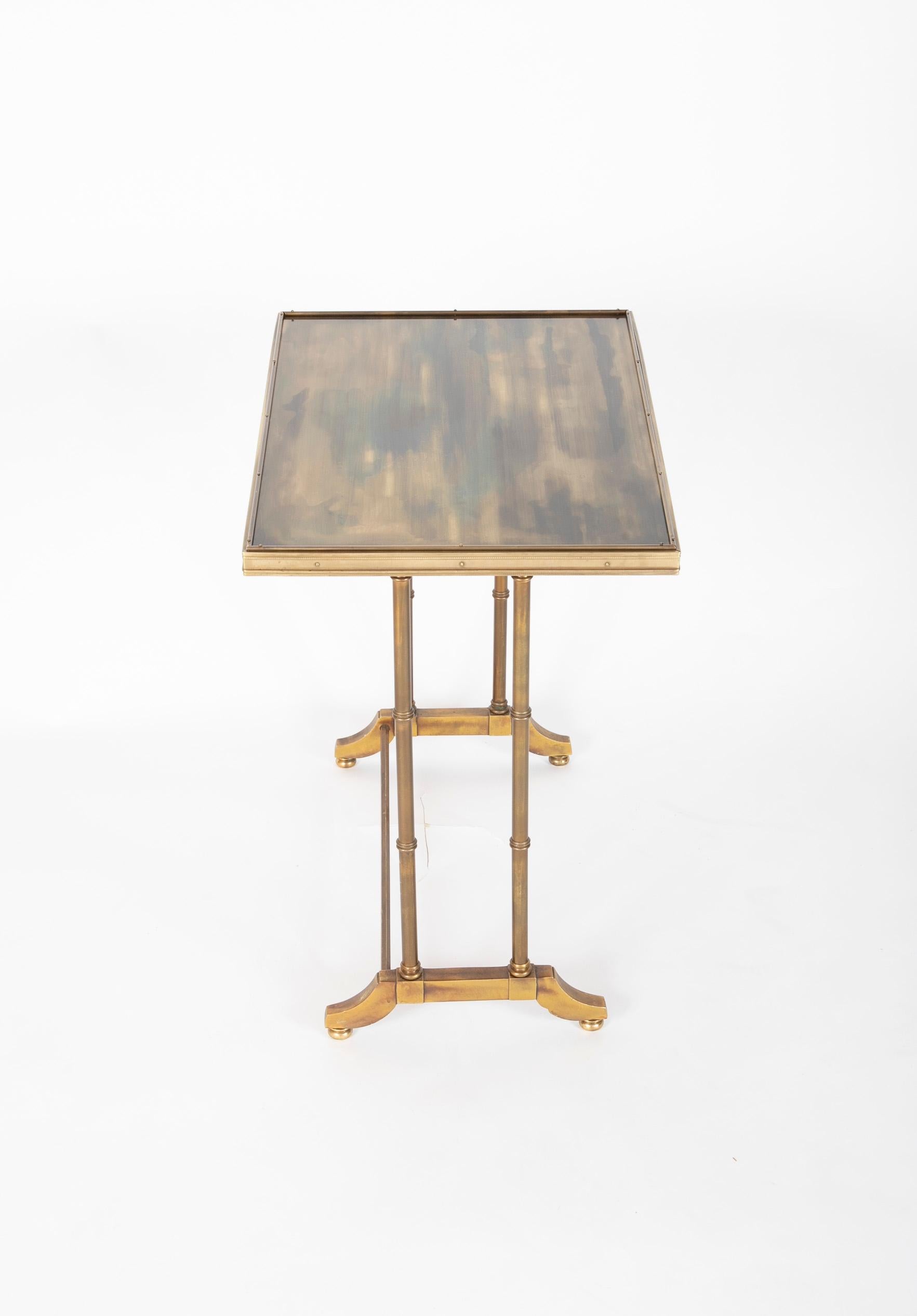 Mid-Century Modern Maison Jansen Brass Nesting Tables, Set of Three 4