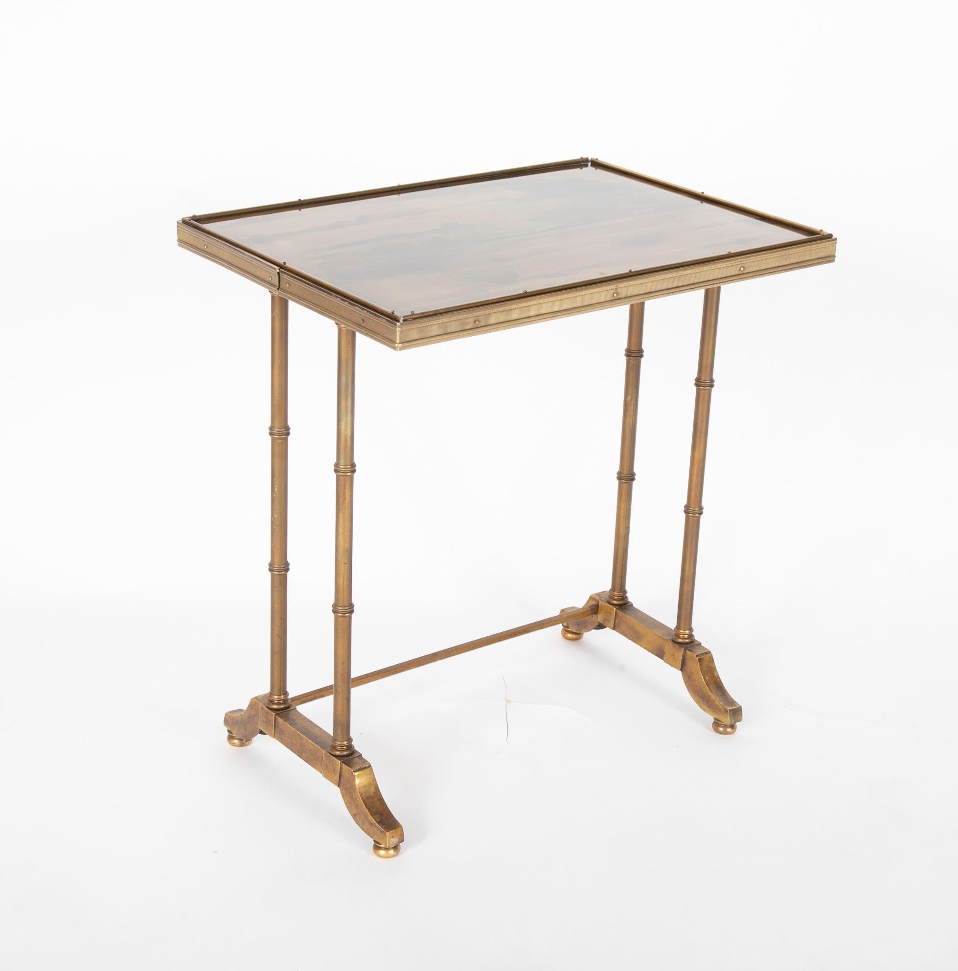 Mid-Century Modern Maison Jansen Brass Nesting Tables, Set of Three 5