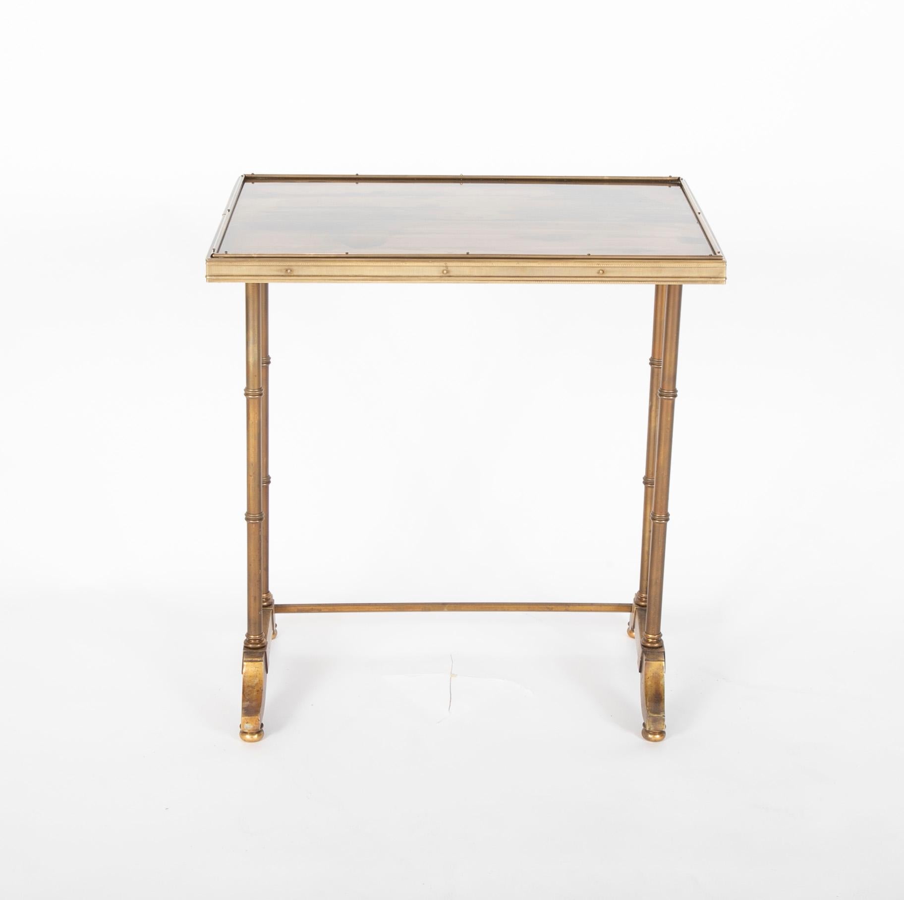 Mid-Century Modern Maison Jansen Brass Nesting Tables, Set of Three 6