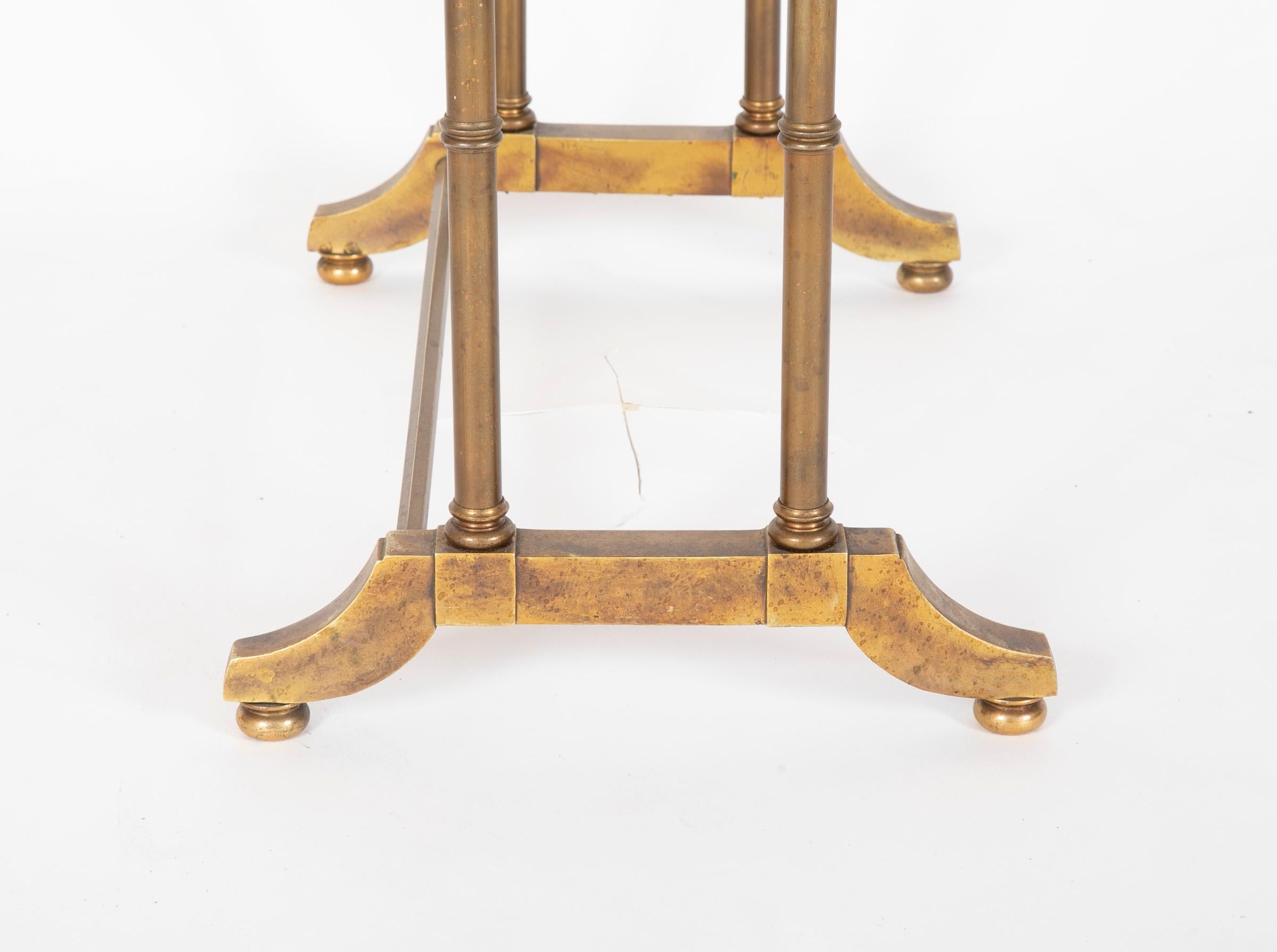 Mid-Century Modern Maison Jansen Brass Nesting Tables, Set of Three 9