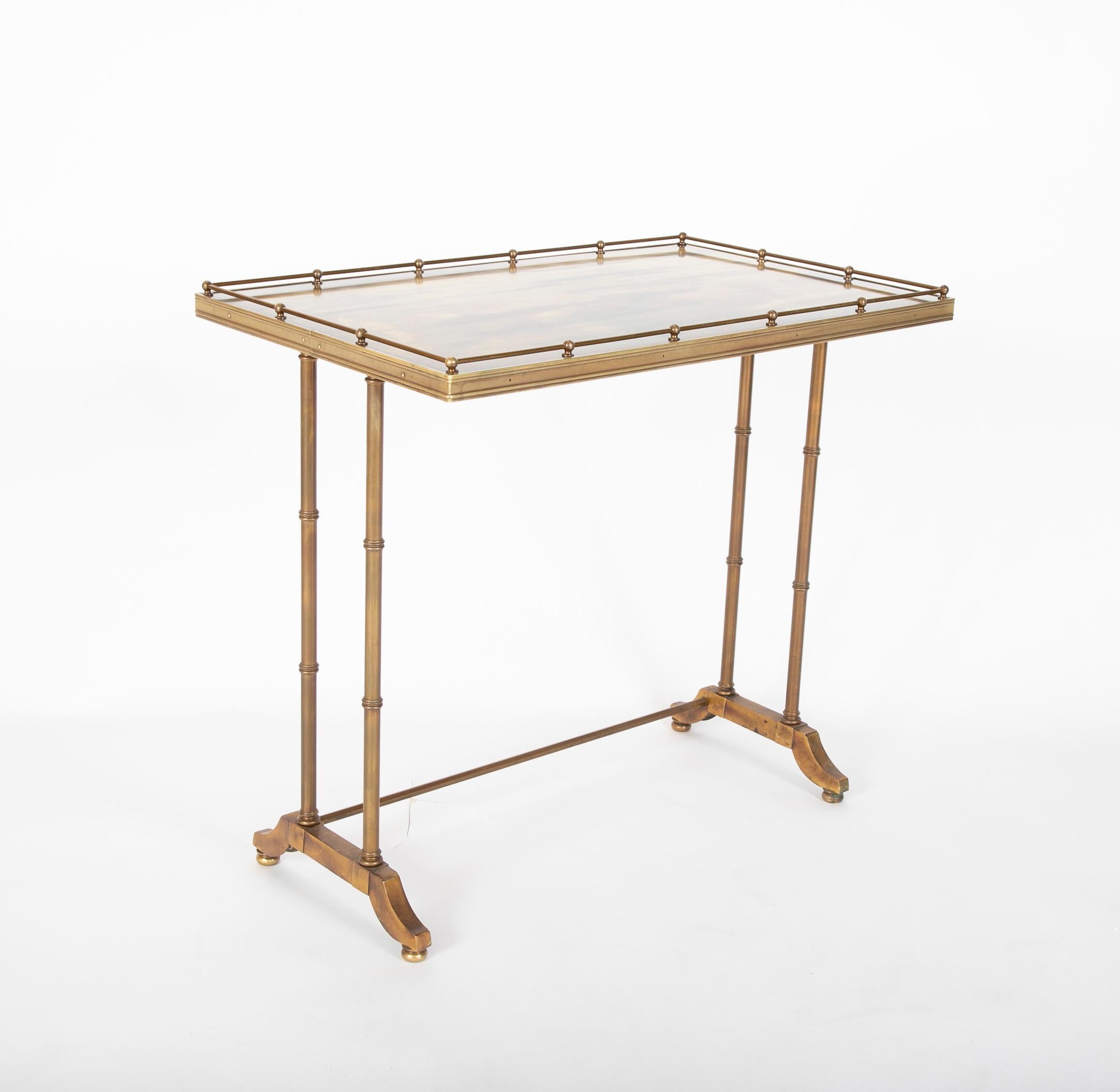 Mid-Century Modern Maison Jansen Brass Nesting Tables, Set of Three In Good Condition In Stamford, CT