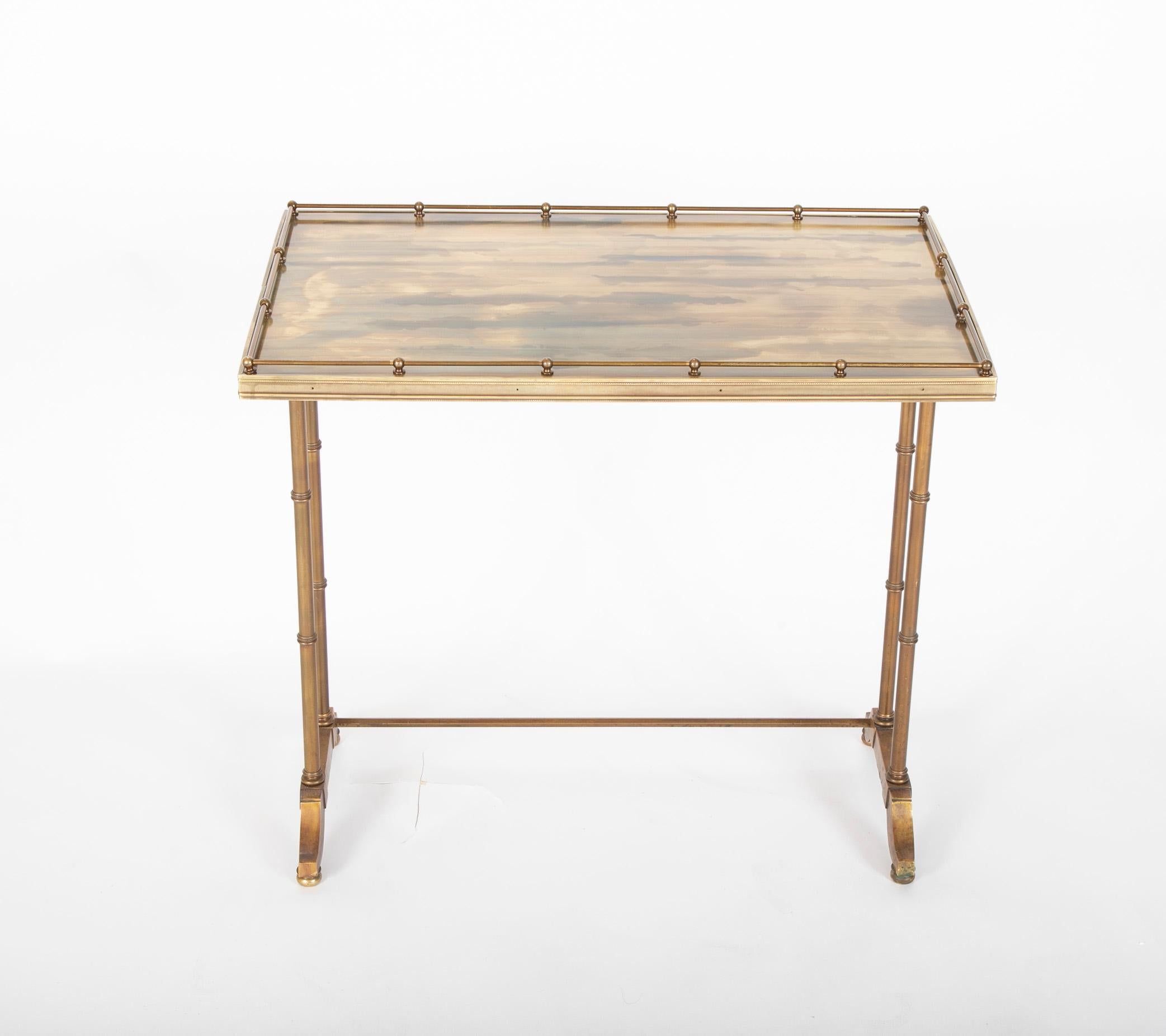20th Century Mid-Century Modern Maison Jansen Brass Nesting Tables, Set of Three