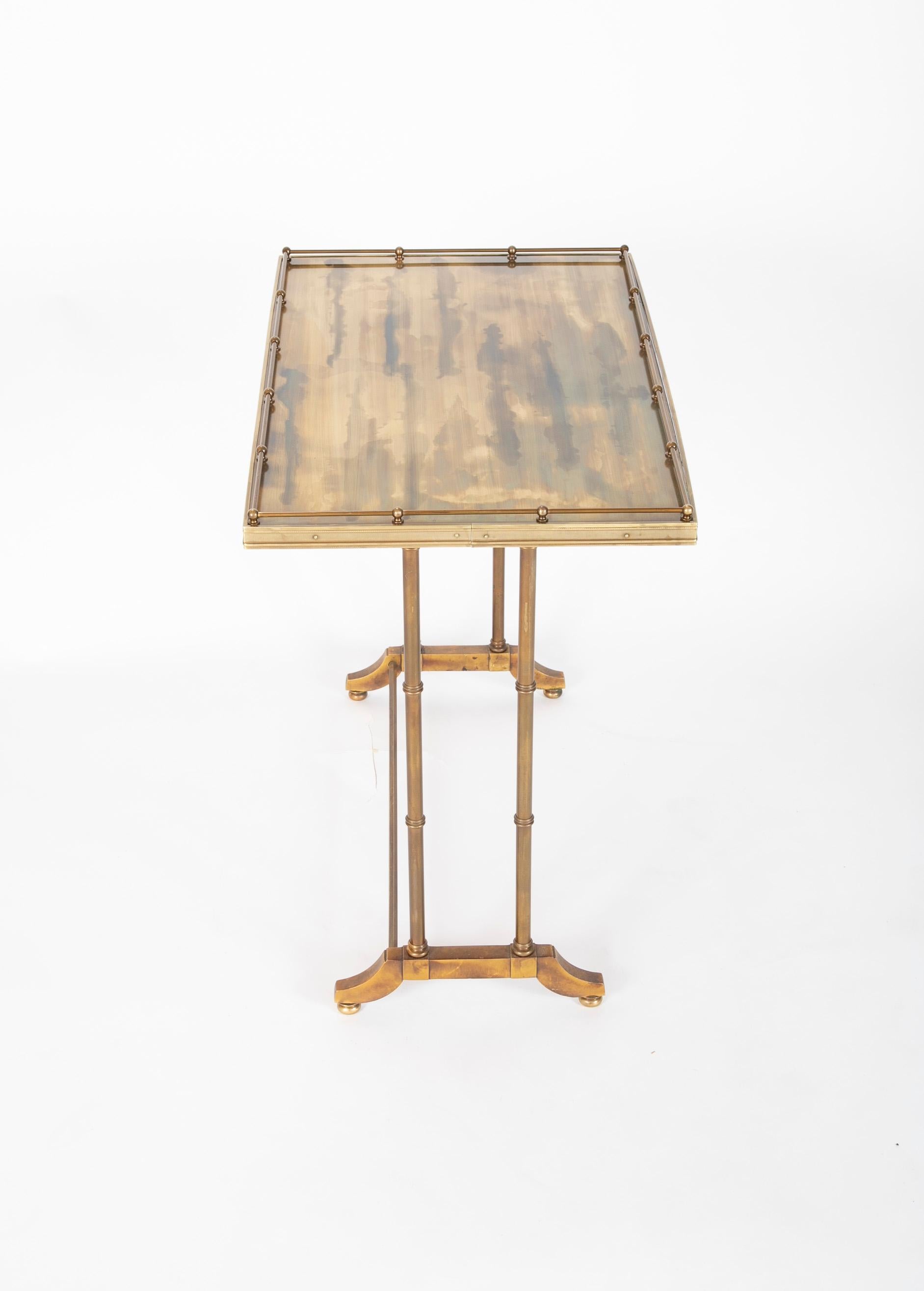 Mid-Century Modern Maison Jansen Brass Nesting Tables, Set of Three 1