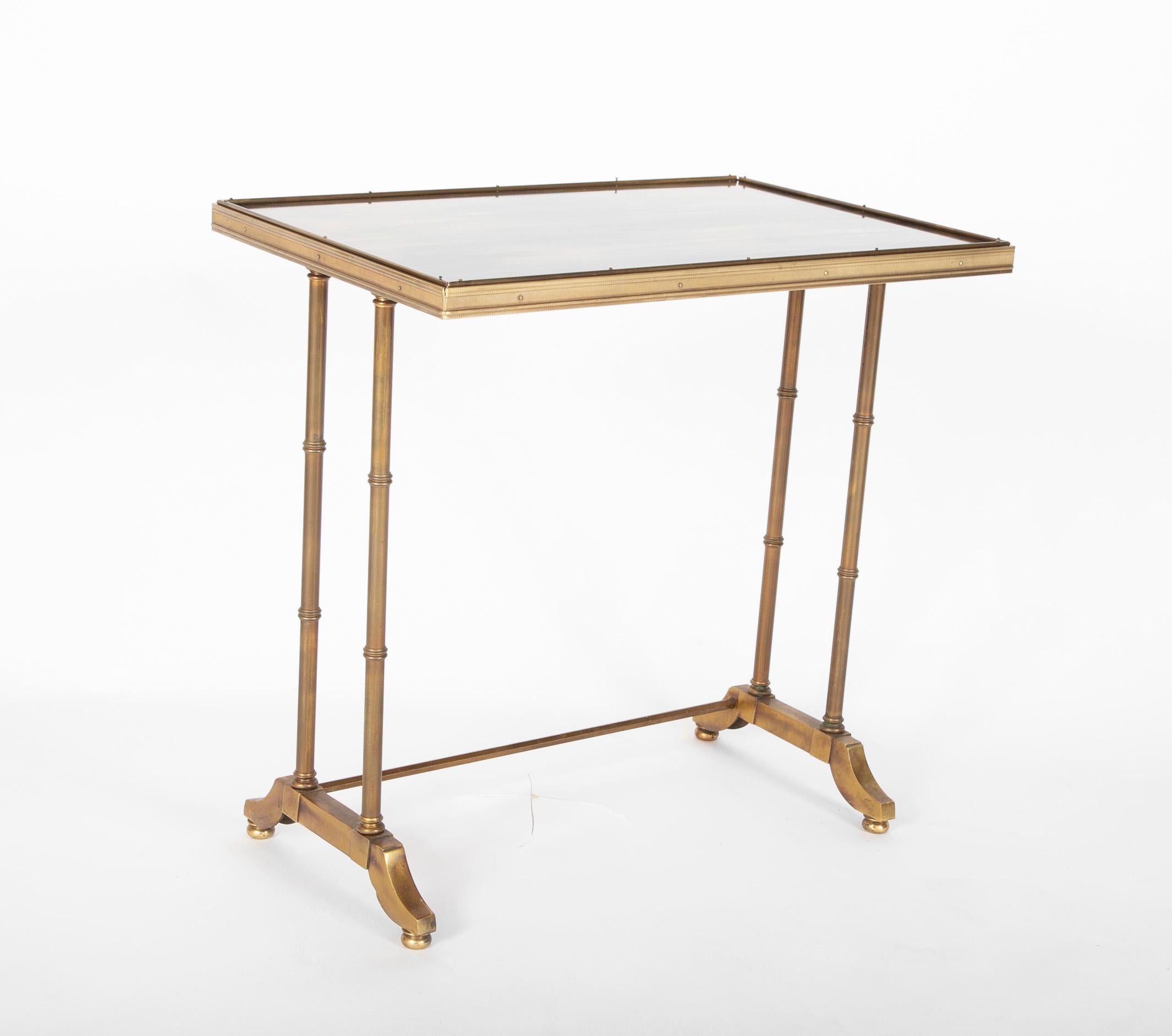 Mid-Century Modern Maison Jansen Brass Nesting Tables, Set of Three 2