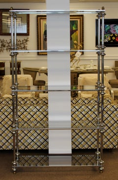 Mid-Century Modern Maison Jansen Chrome Brass and Glass Shelving Unit Étagère
