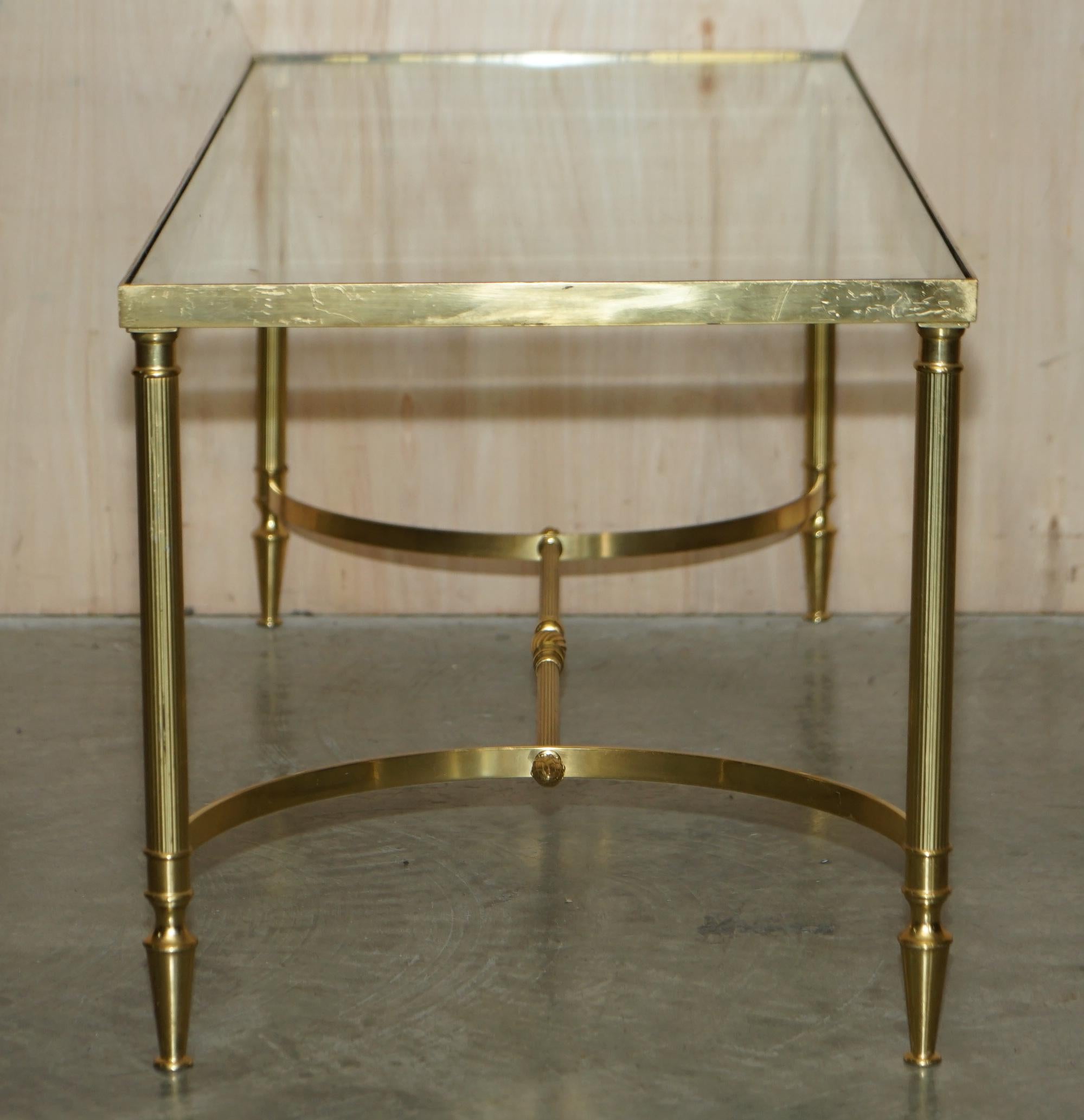 Mid-Century Modern Maison Jansen Paris circa 1950's Glass Brass Coffee Table For Sale 4