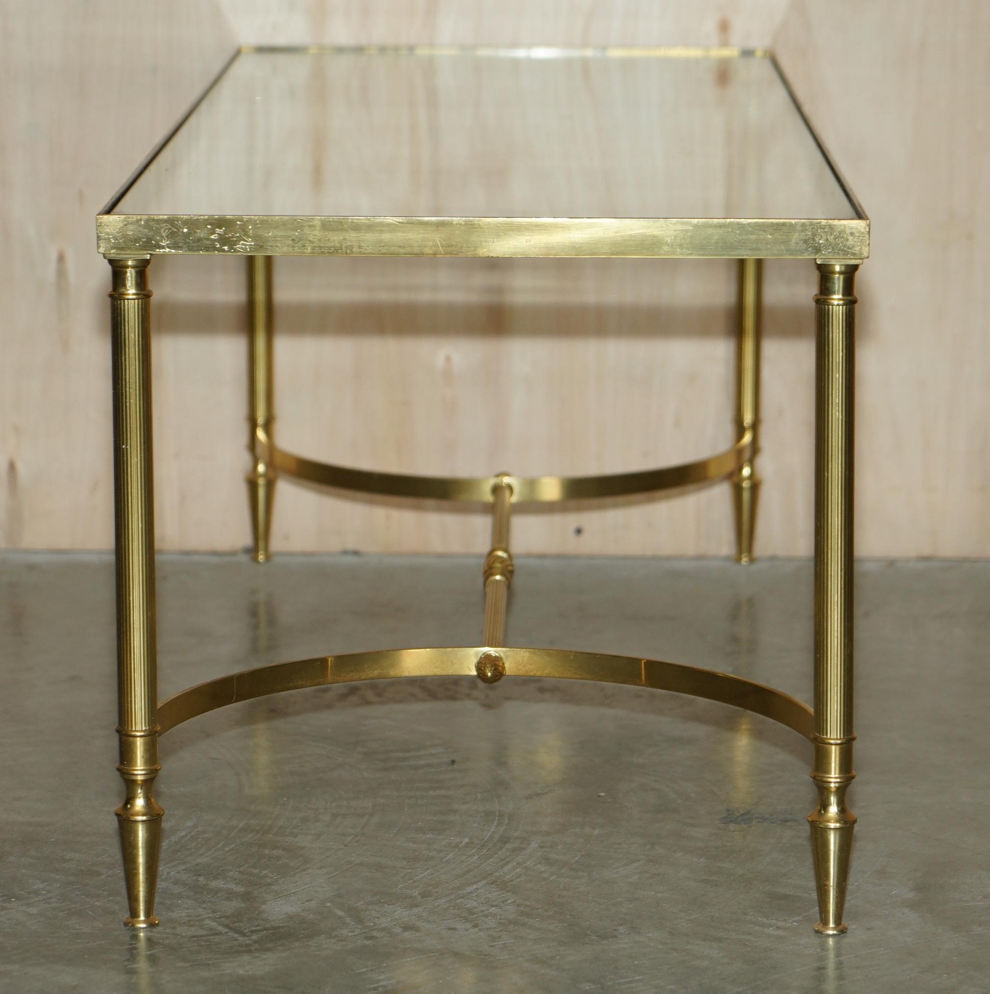 Mid-Century Modern Maison Jansen Paris circa 1950's Glass Brass Coffee Table For Sale 6