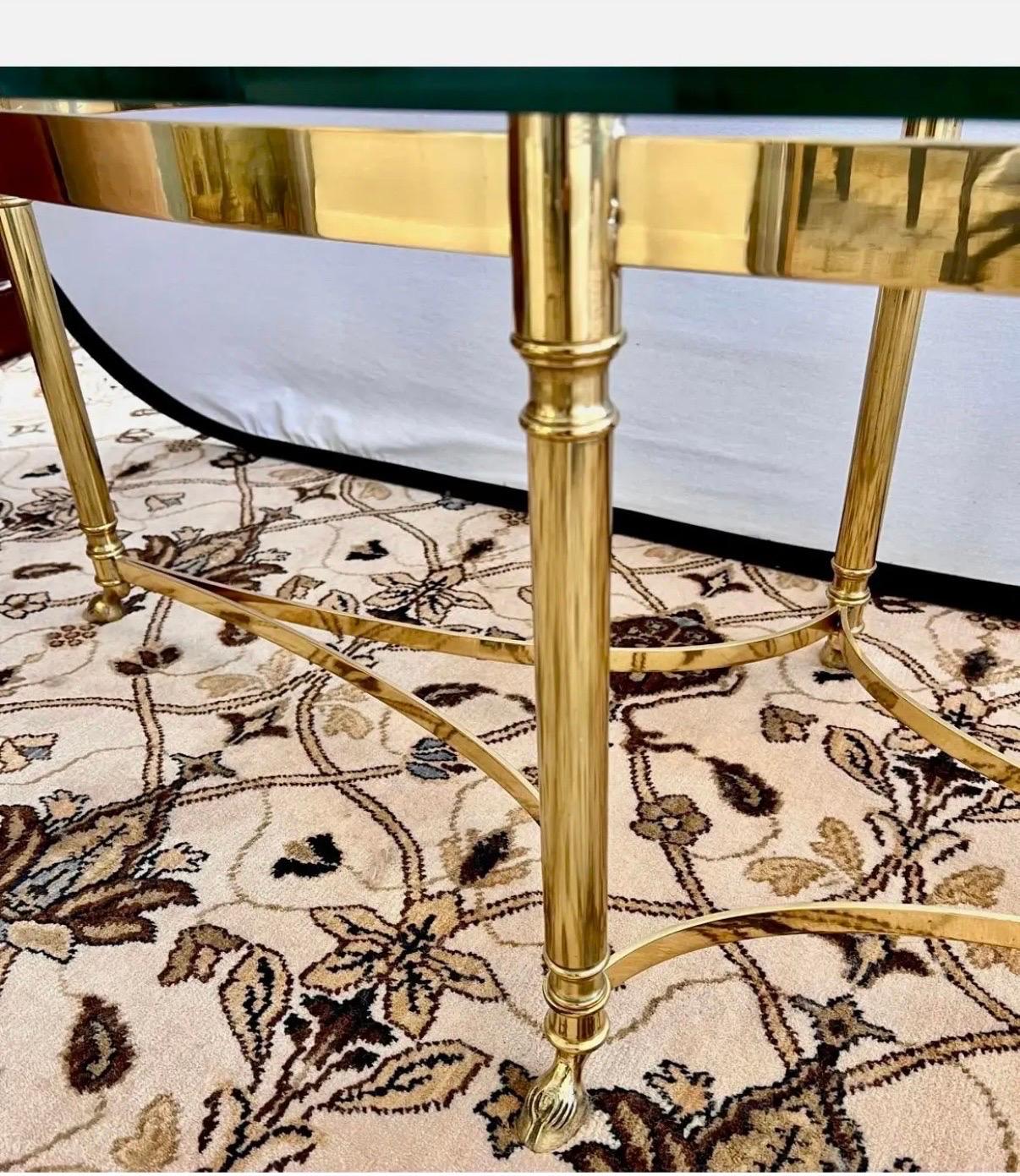 Mid-Century Modern Mid Century Modern Maison Jansen Style Brass & Glass Oval Coffee Cocktail Table