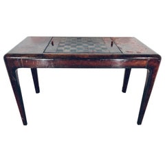 Mid-Century Modern Maitland Smith Distressed Leather Game Table