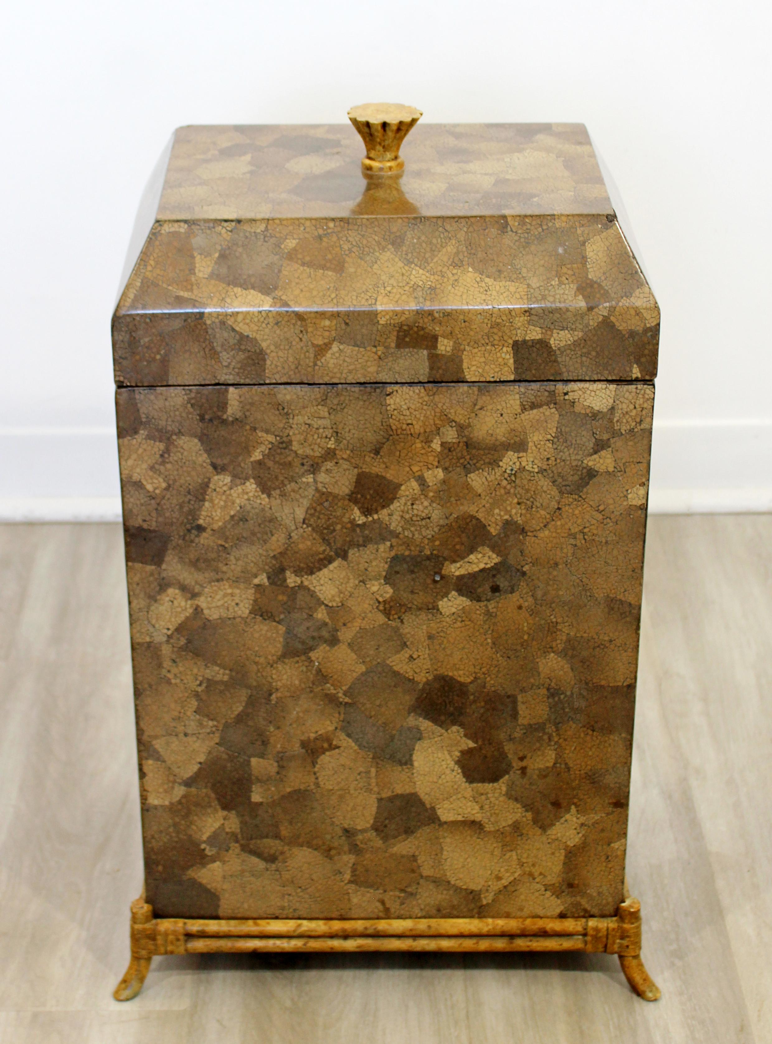 For your consideration is a lux looking, lidded chest or trinket box, made of tessellated stone over wood, by Maitland Smith, circa the 1970s. In very good vintage condition, with a few nicks. The dimensions are 14.5