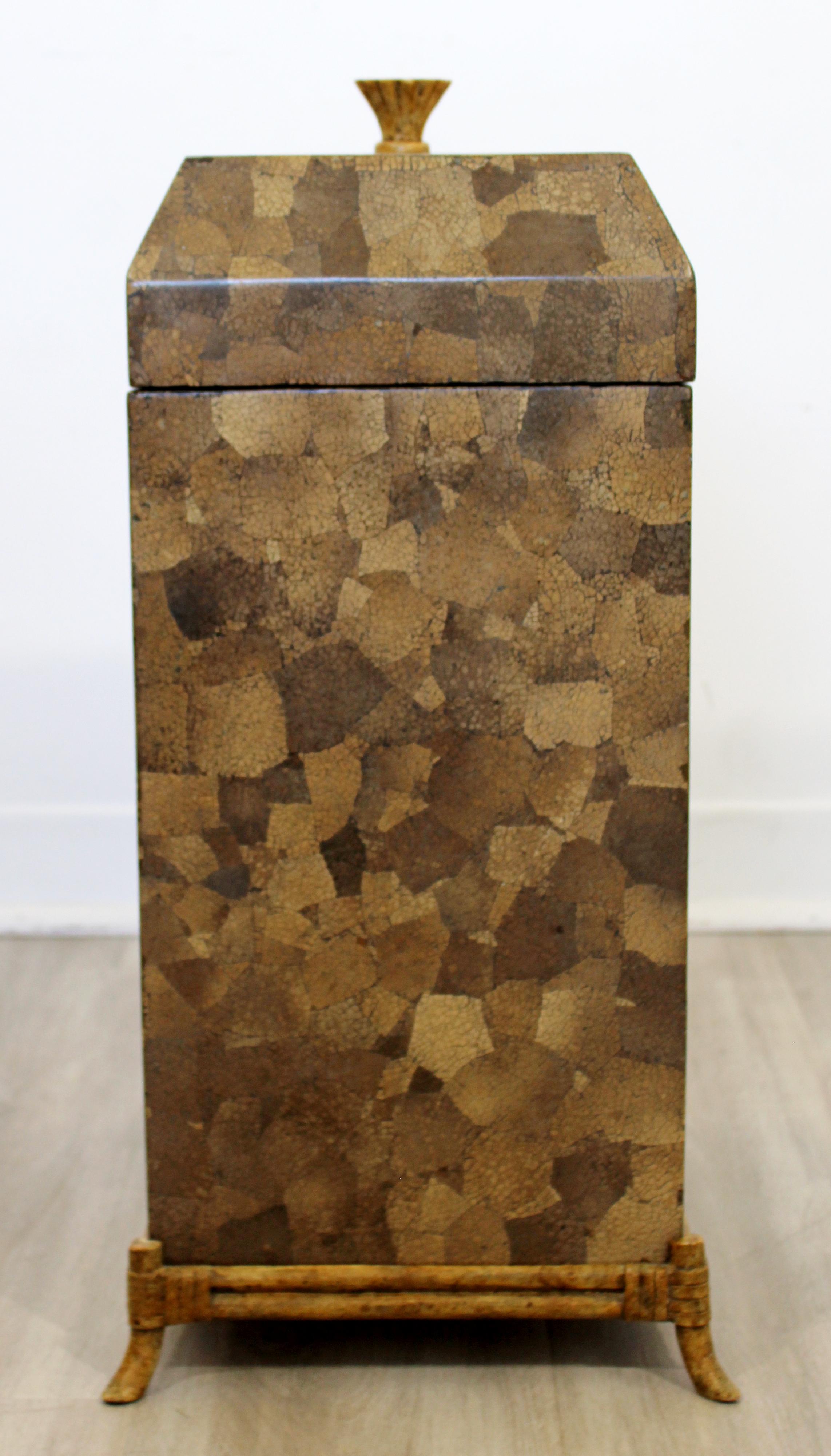 Late 20th Century Mid Century Modern Maitland Smith Tesselated Stone Lidded Chest Box Vessel 1970s