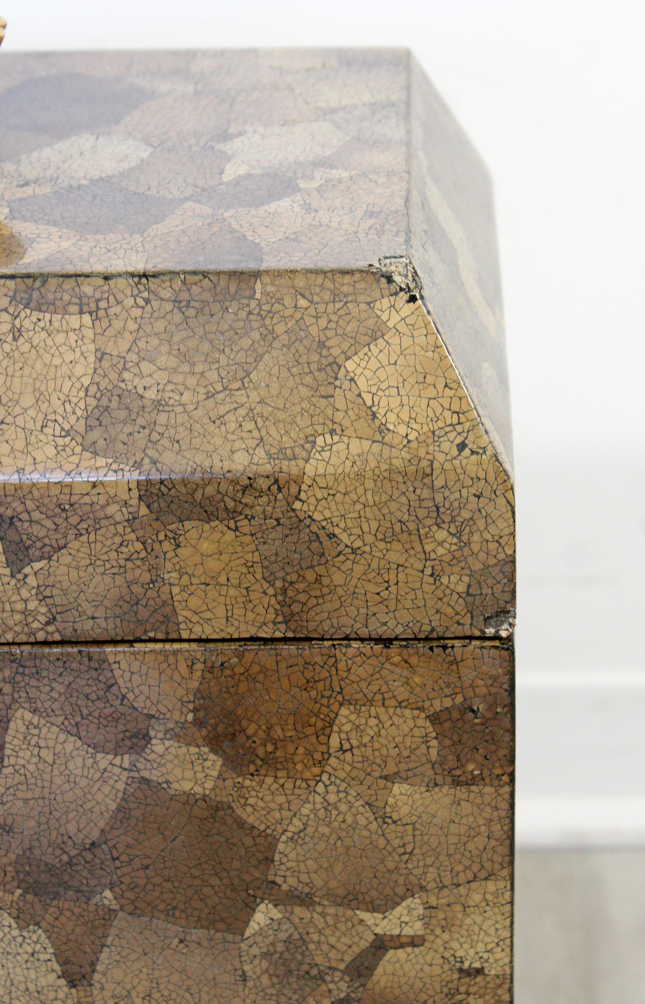 Mid Century Modern Maitland Smith Tesselated Stone Lidded Chest Box Vessel 1970s 3
