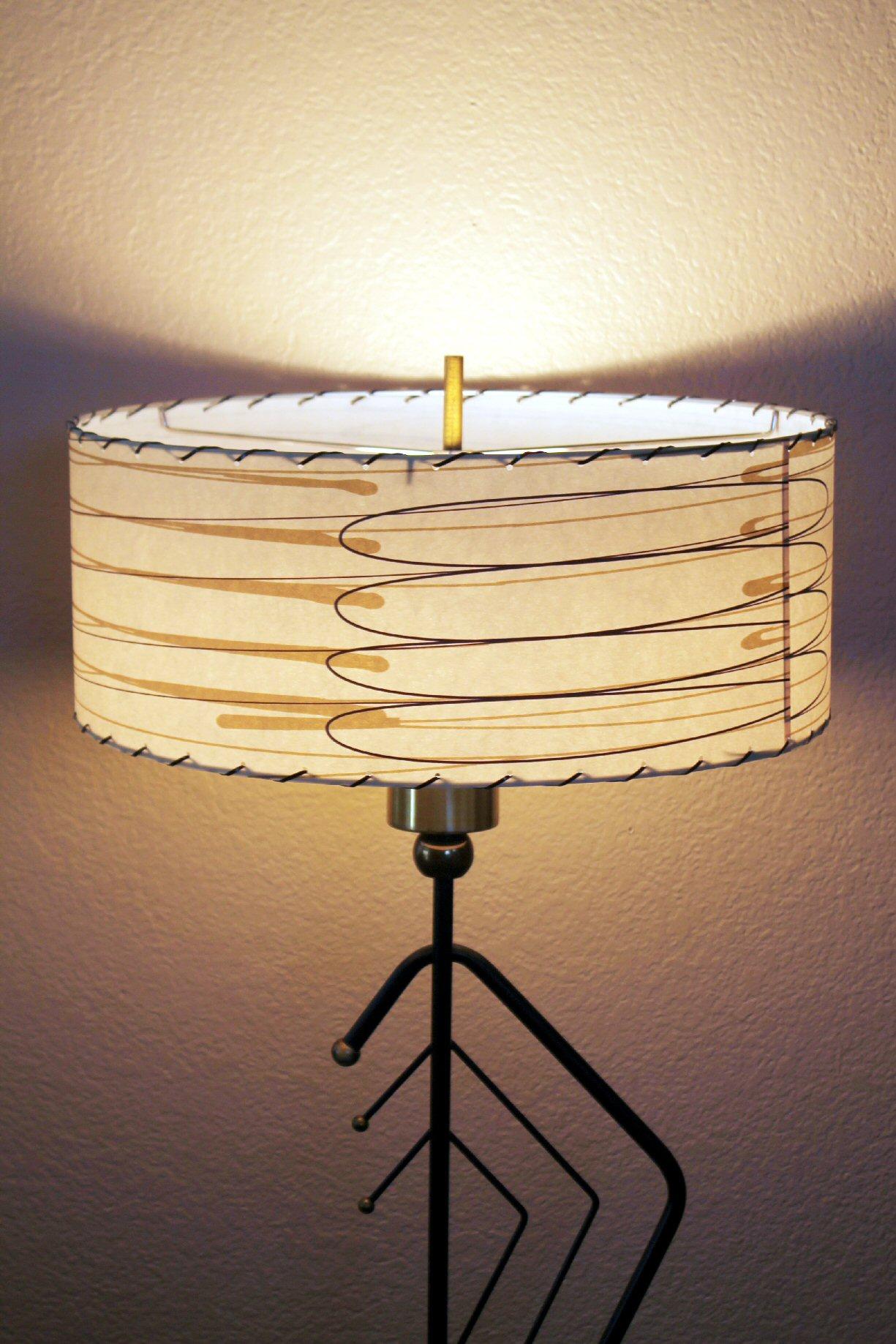 Mid Century Modern Majestic Floor Lamp. Iron Brass Atomic 1950s Fiberglass Shade 2