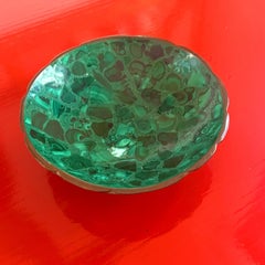 Mid-Century Modern Malachite and Brass Catchall