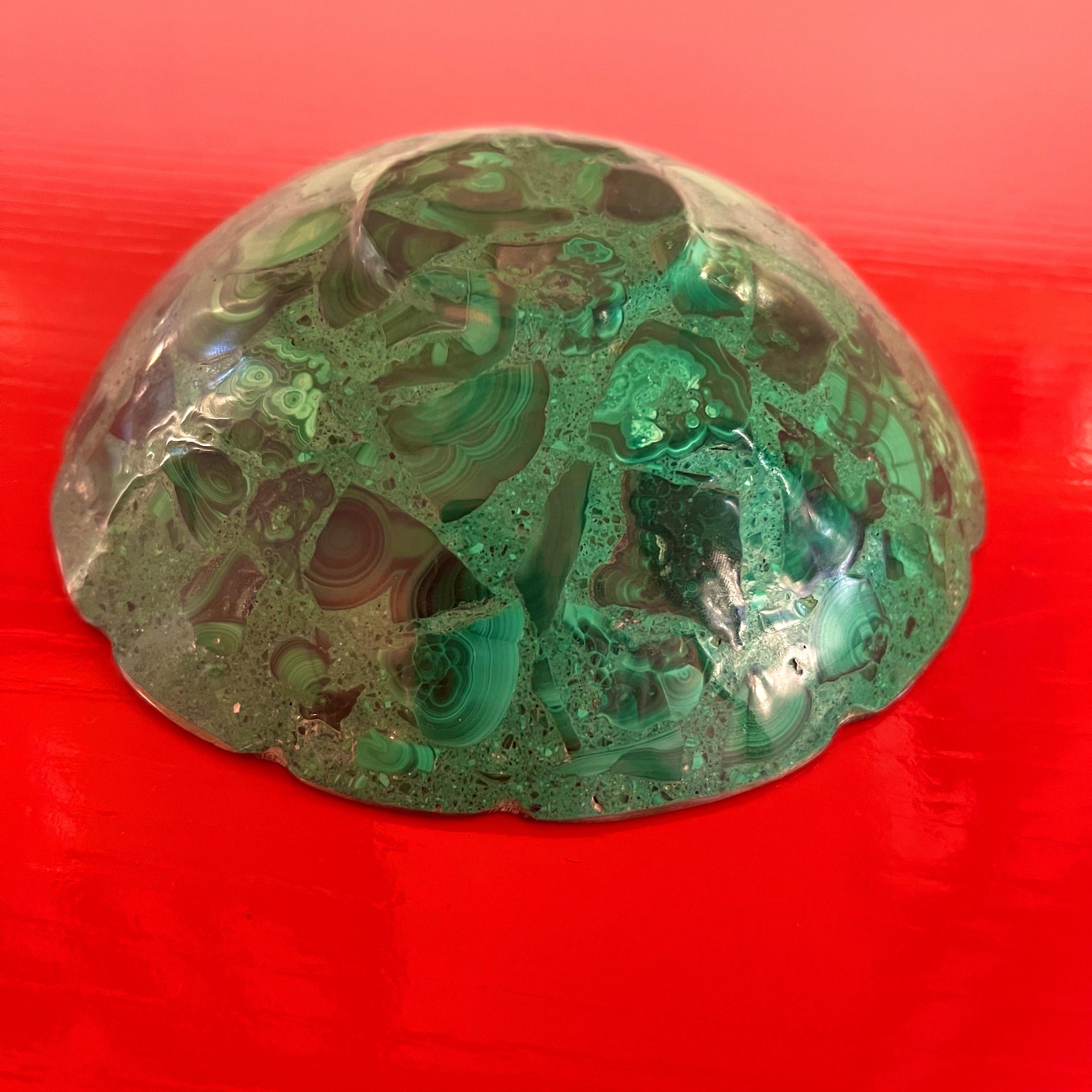 20th Century Mid-Century Modern Malachite and Brass Catchall For Sale
