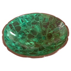 Catchall in malachite e ottone di metà secolo moderno