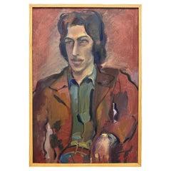 Retrato Masculino Moderno de Mitad de Siglo de un Hipster Firmado Andreas