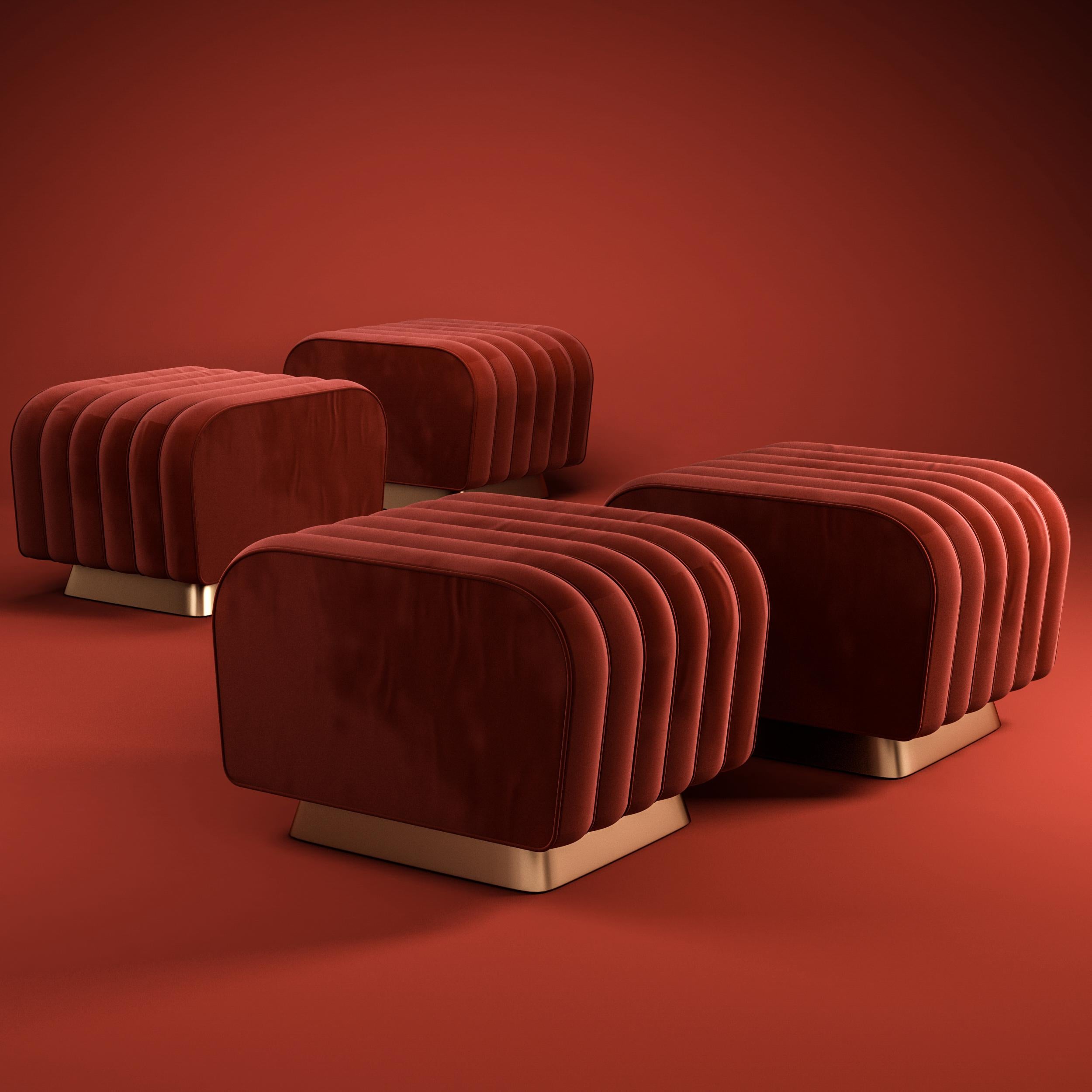 Mid-Century Modern Mamie Bench Velvet Brass Made in Portugal by Ottiu For Sale 3