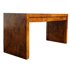 Mid-Century Modern  Manner Milo Baughman Burl Wood  Writing Desk Console Table