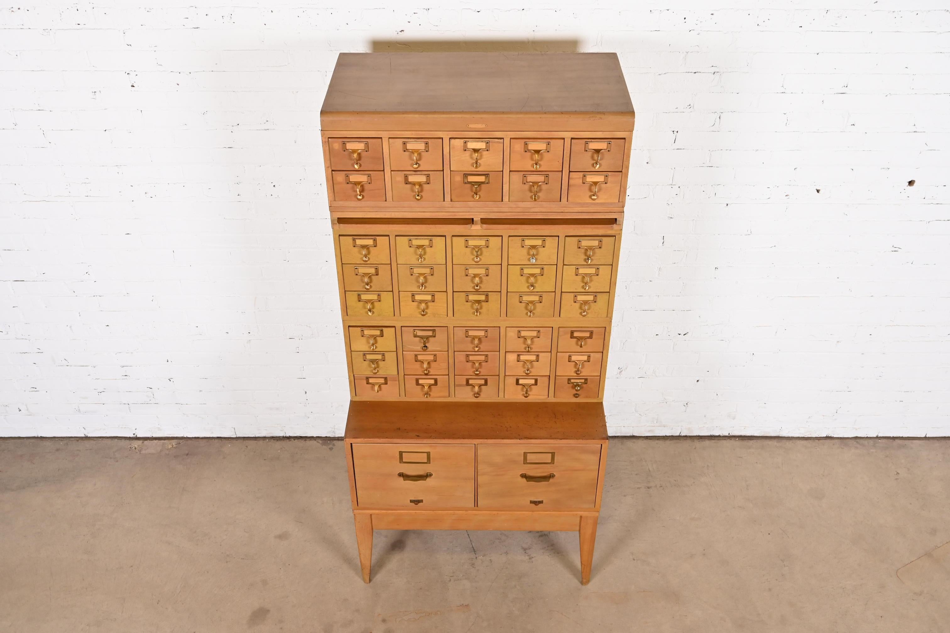 Mid-Century Modern Maple 42-Drawer Card Catalog Filing Cabinet by Remington Rand For Sale 6