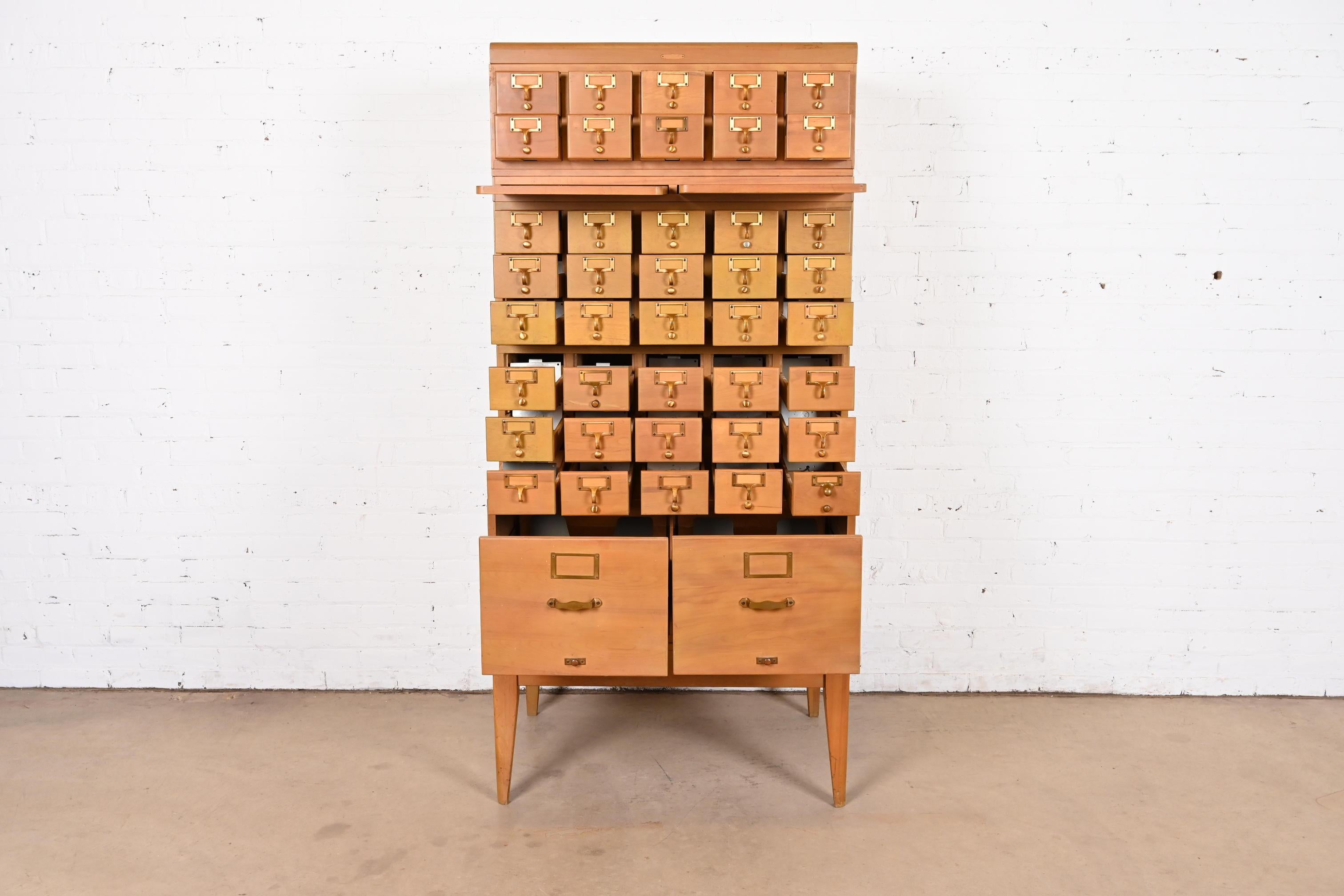 Mid-20th Century Mid-Century Modern Maple 42-Drawer Card Catalog Filing Cabinet by Remington Rand For Sale