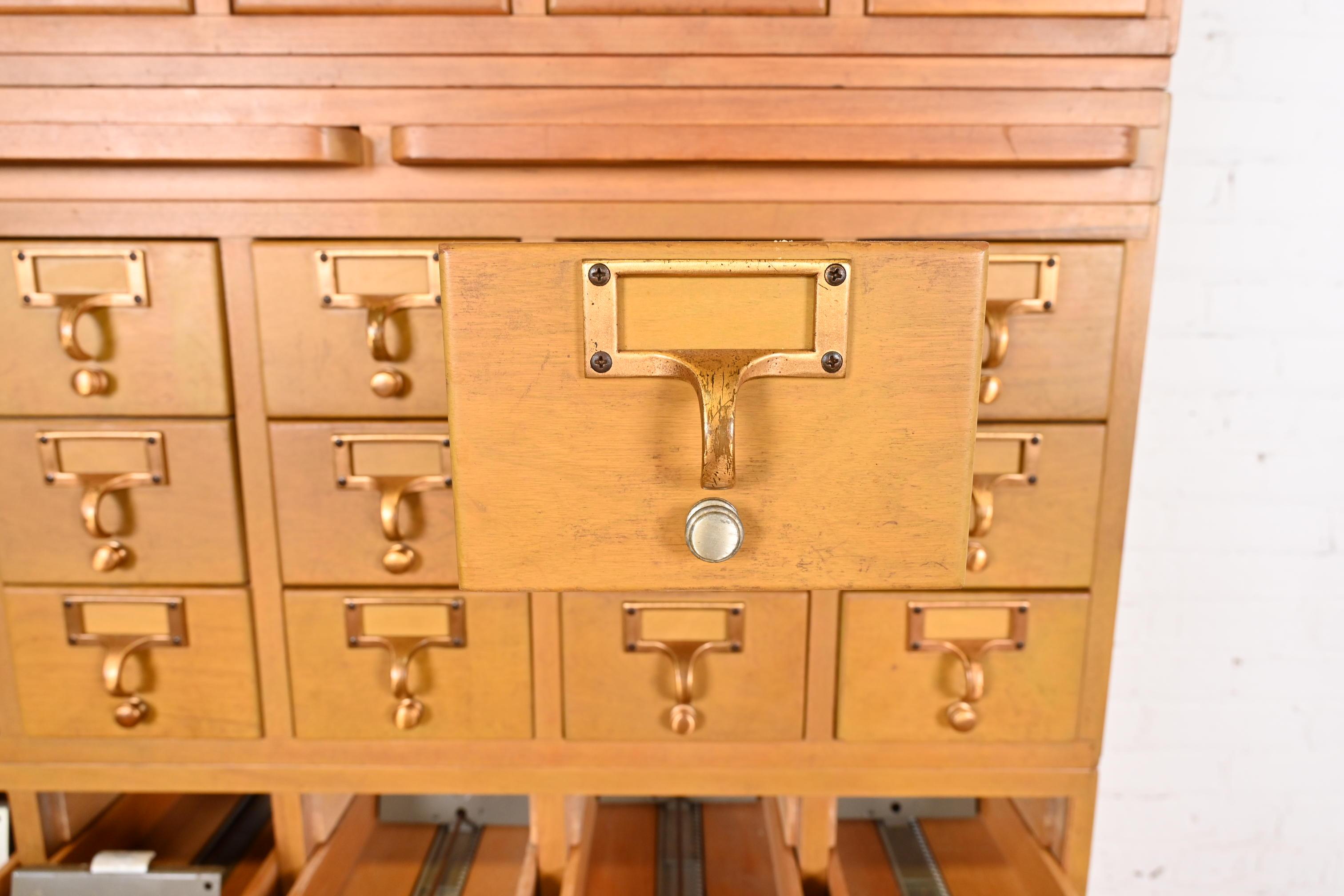 Mid-20th Century Mid-Century Modern Maple 42-Drawer Card Catalog Filing Cabinet by Remington Rand