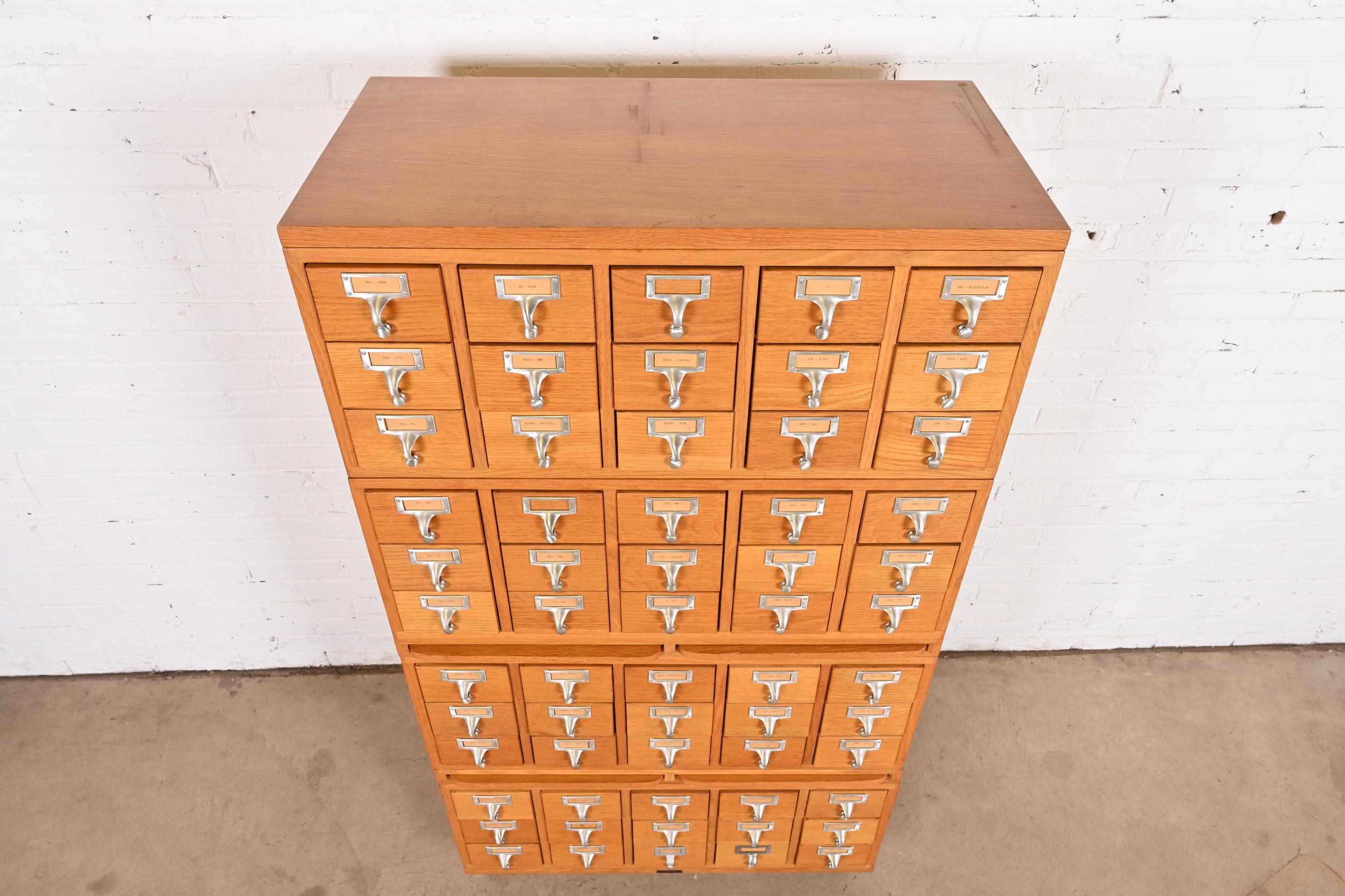 Mid-Century Modern Maple 60-Drawer Library Card Catalog Cabinet by Gaylord Bros. 6